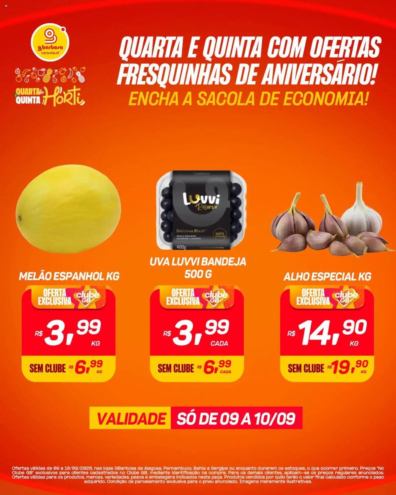 Gbarbosa Folheto - válido de 09/09/2026 | Página: 2 | Produtos: Melão, Alho, Pneu, Sacola