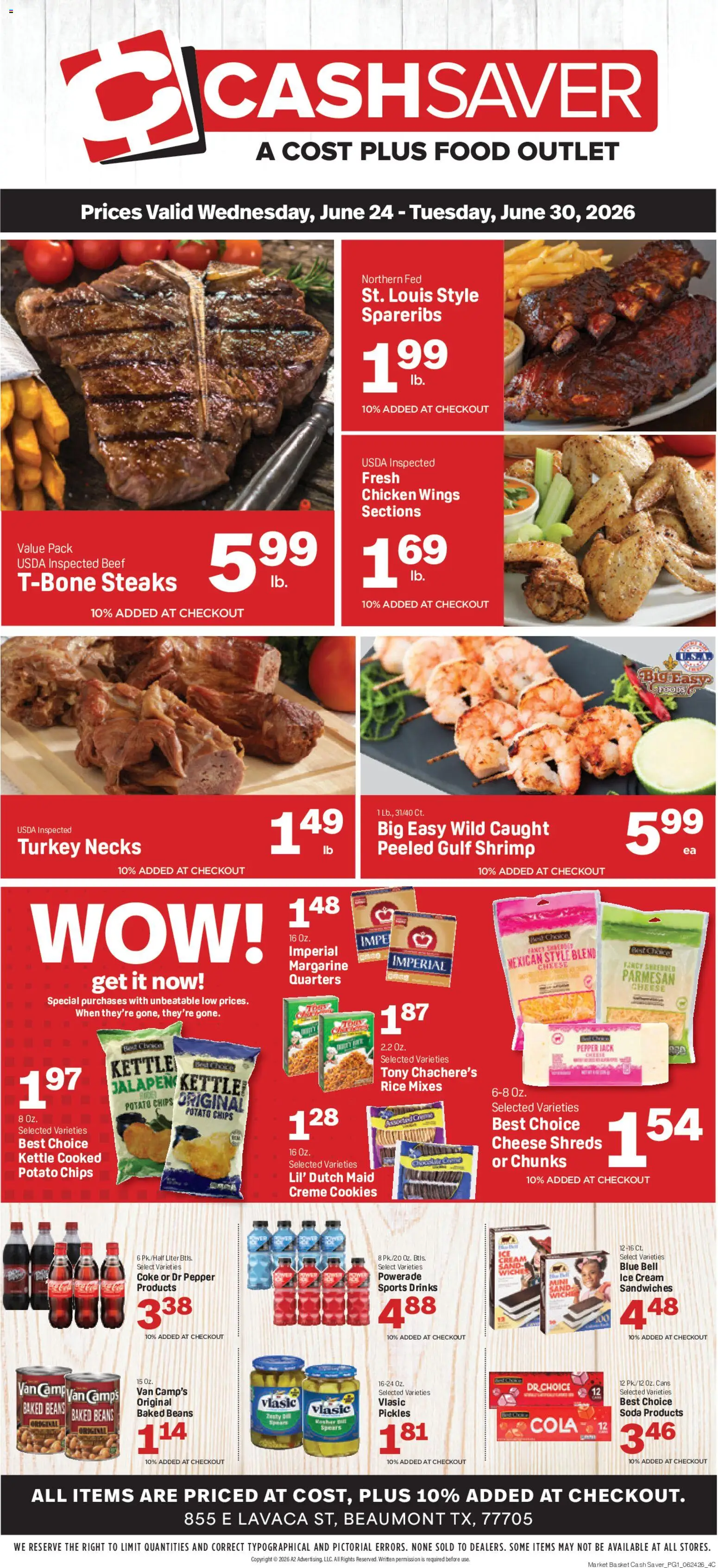 Market Basket Cash Saver - valid from 24.06.2026 | Page: 1 | Products: Cheese, Chips, Ice cream, Pepper