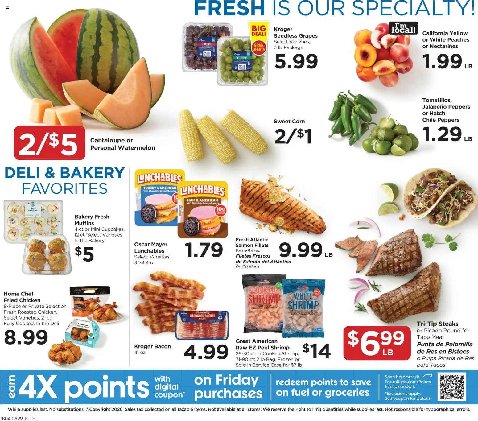 Food 4 Less Weekly Ad - valid from 08/19/2026 | Page: 6 | Products: Jalapeno peppers, Ham, Watermelon, Salmon