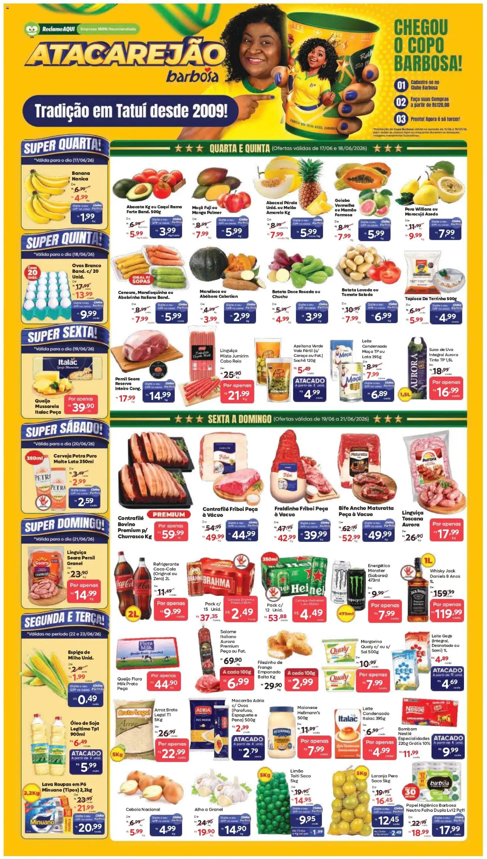Barbosa Supermercados Folheto - válido de 17.06.2026 | Página: 1 | Produtos: Ancho Maturatta, Maracujá, Arroz, Roupas
