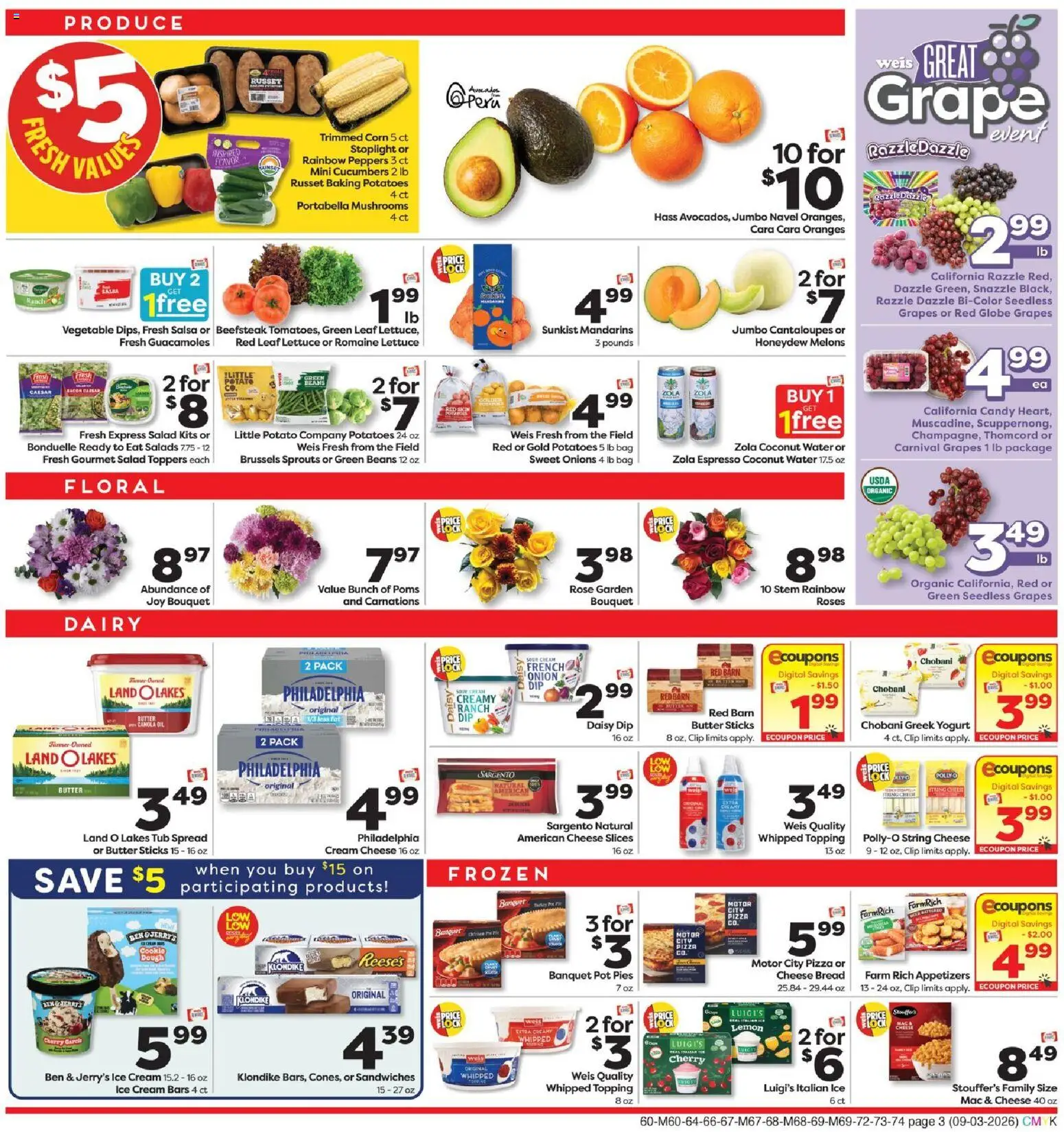 Weis Weekly Circular - MD - valid from 09/03/2026 | Page: 3 | Products: Cream, Cucumbers, Dough, Toppers