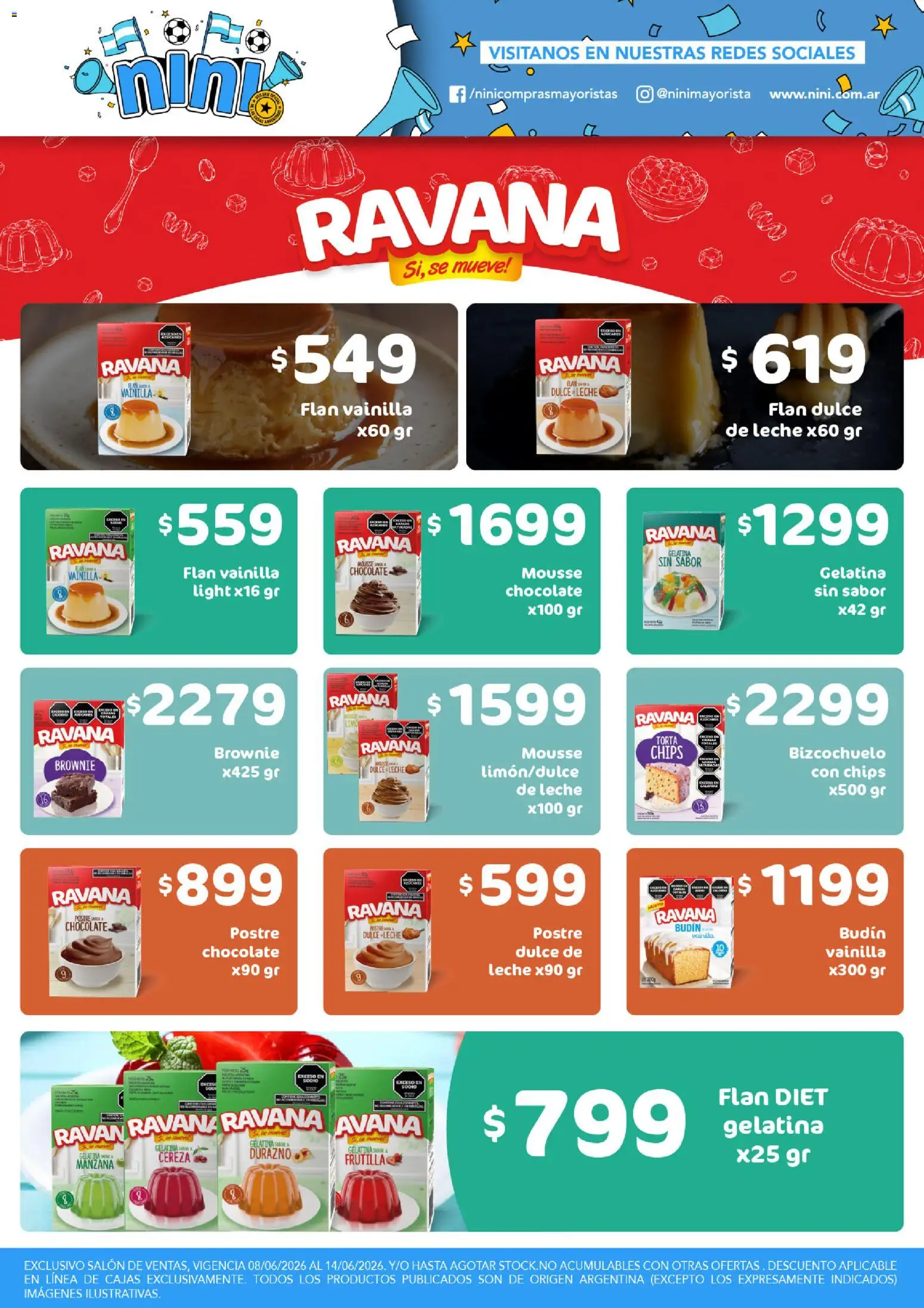 NINI Mayorista Chocolates │ válido desde el 08.06.2026 | Página: 2 | Productos: Gelatina, Budín, Mousse, Torta