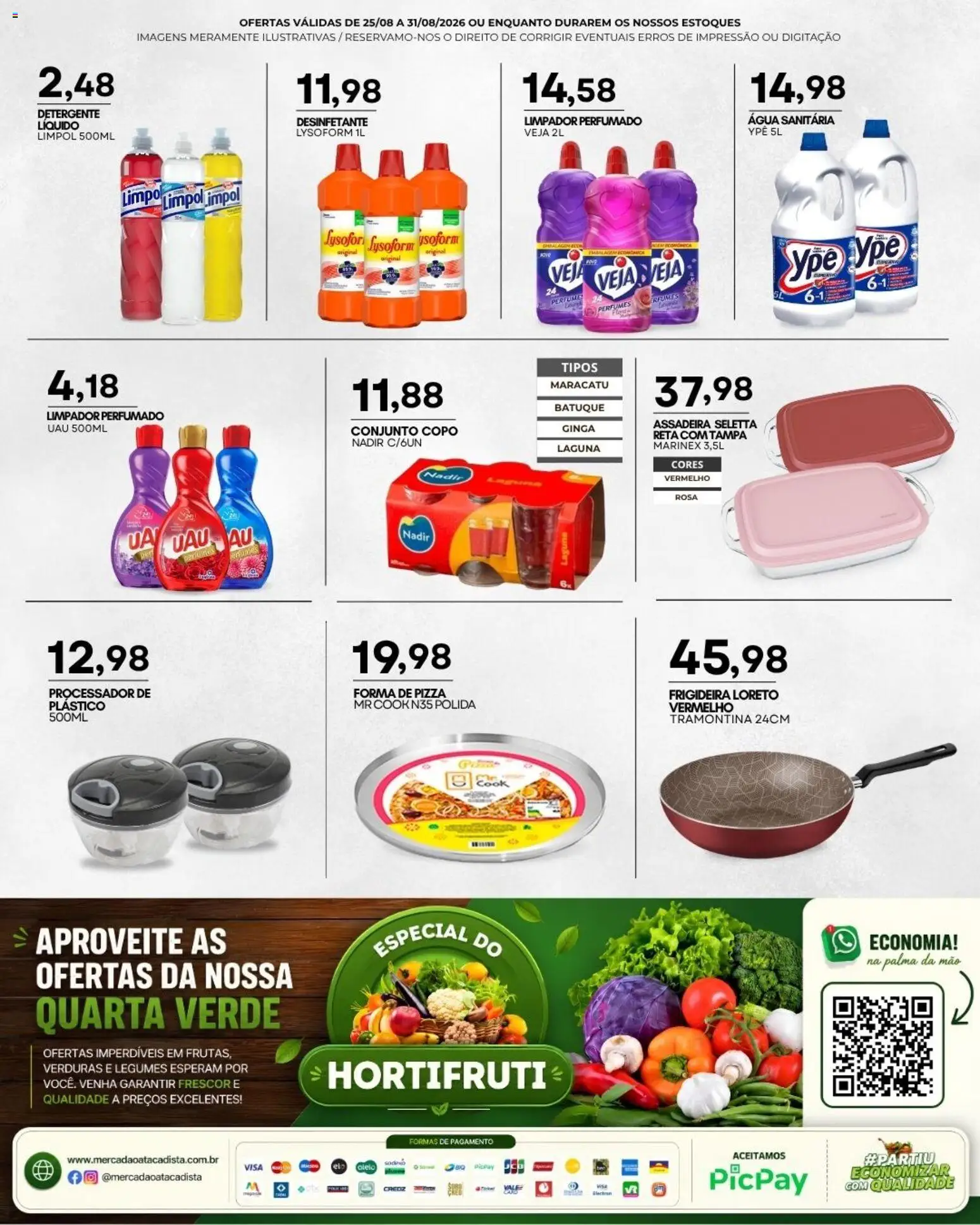 Mercadão Atacadista Folheto - válido de 25/08/2026 | Página: 12 | Produtos: Perfume, Detergente, Legumes, Água sanitária