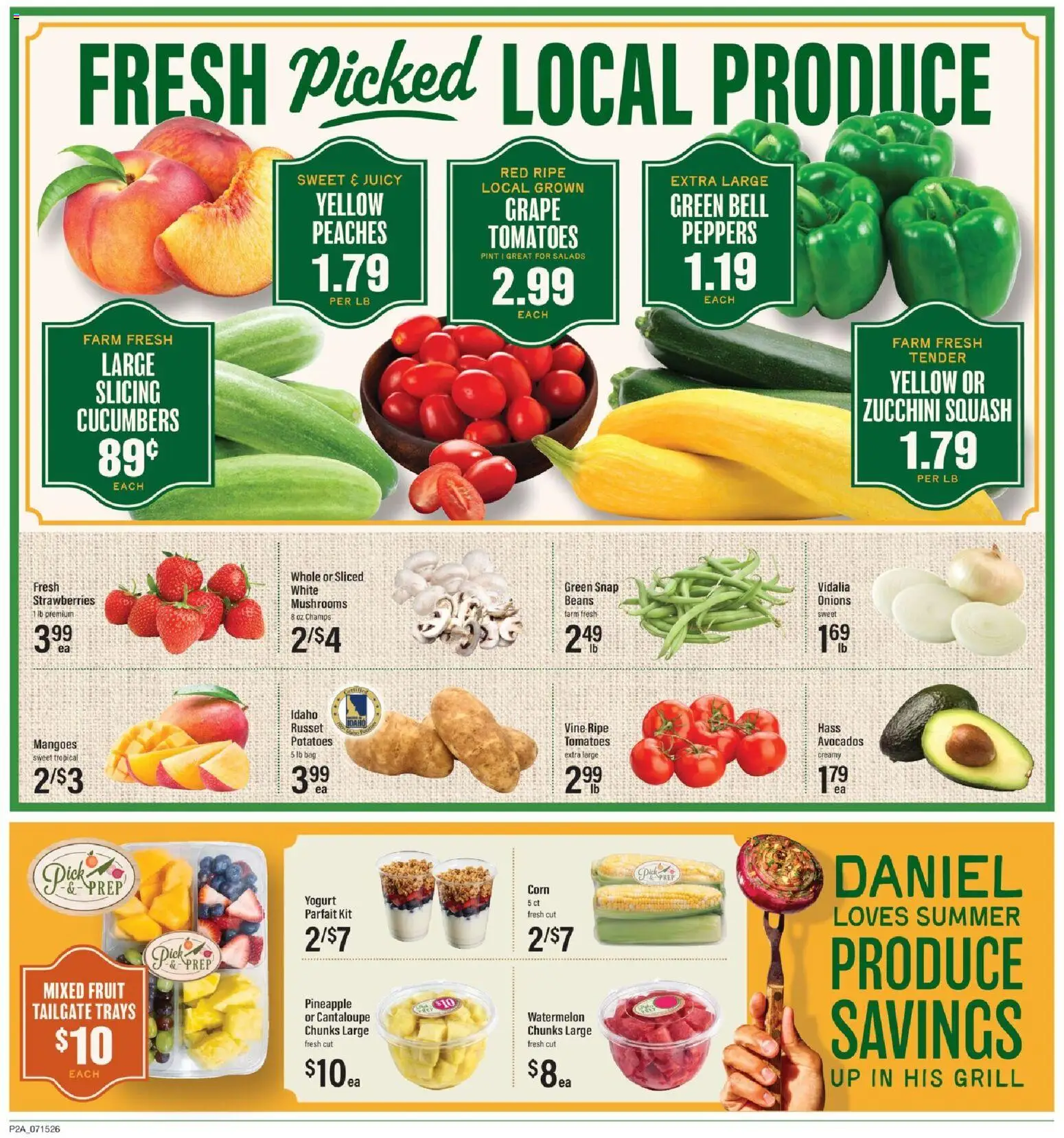 Lowes Foods Weekly Ad - valid from 07/15/2026 | Page: 2 | Products: Peaches, Peppers, Zucchini, Strawberries