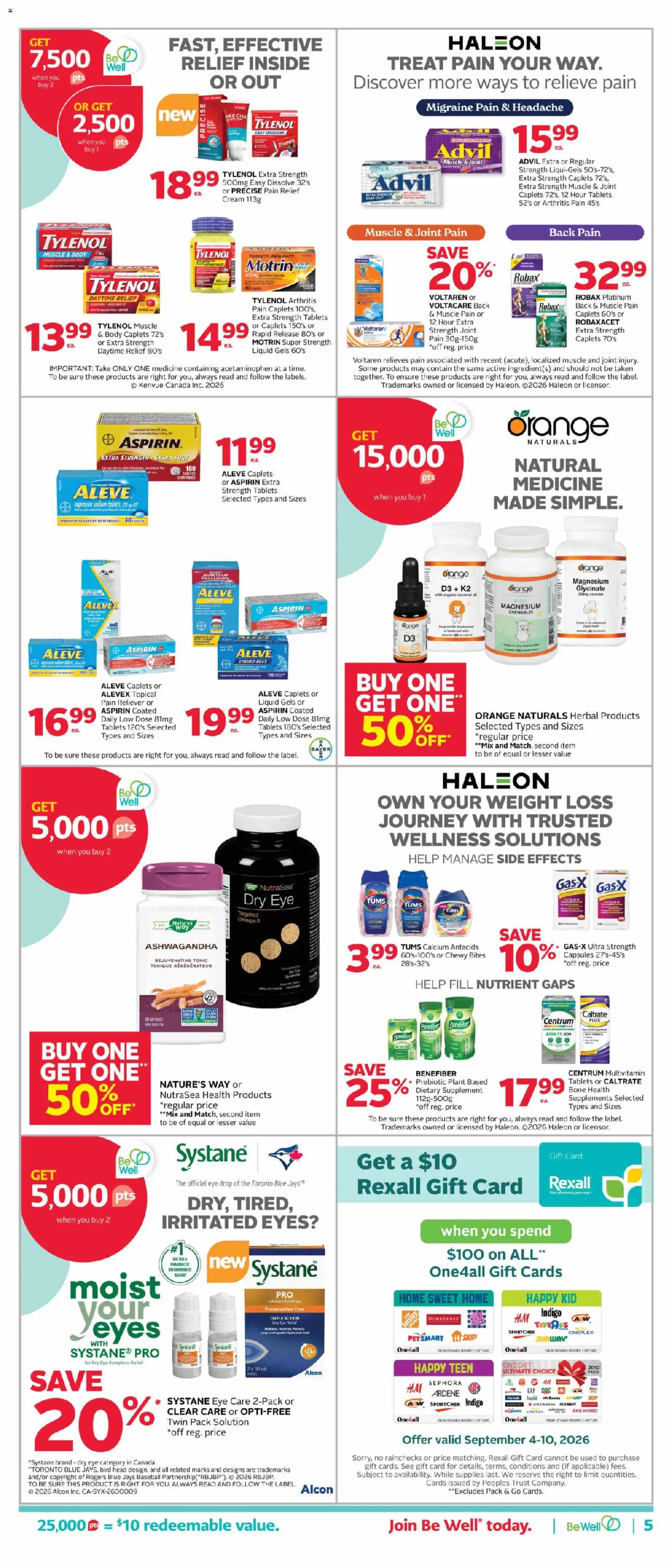 Rexall flyer valid from Sep 4, 2026 | Page: 13 | Products: Cream, Tonic, Ashwagandha, Ingredients