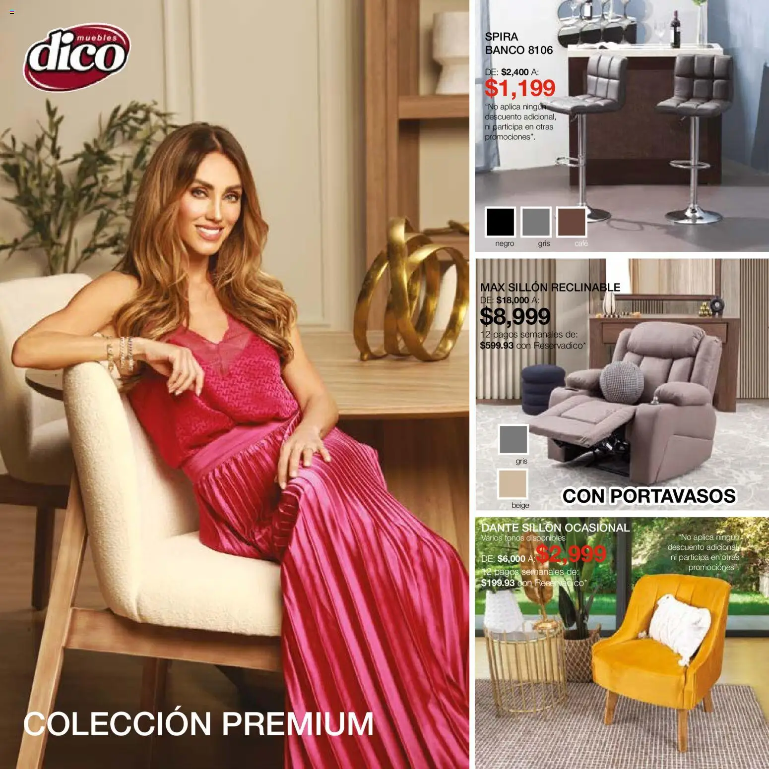Nuevas ofertas de Muebles Dico válidas en toda la República Mexicana desde el 01/07/2026. ¡Encuentra las mejores ofertas en Muebles Dico catálogo! | Página: 58 | Productos: Sillón, Café, Banco