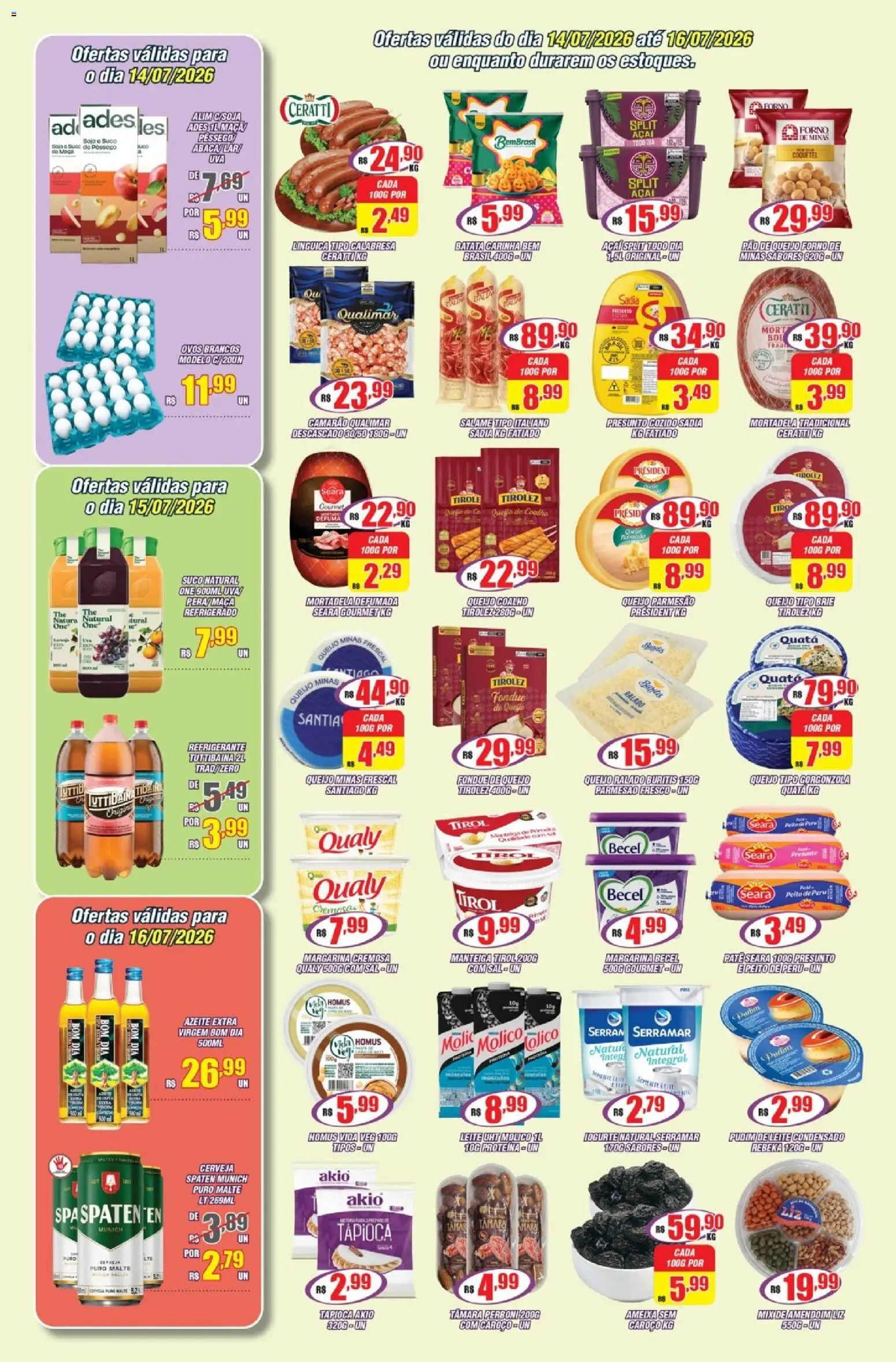 Violeta Supermercados Folheto - válido de 14/07/2026 | Página: 3 | Produtos: Parmesão, Brie, Batata, Soja