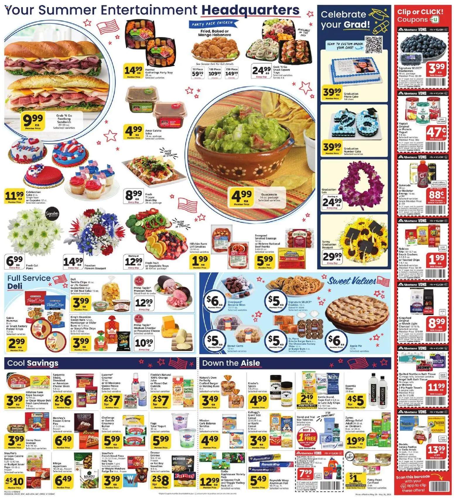 Vons Weekly Ad - valid from 20.05.2026 | Page: 4 | Products: Ham, Mango, Cupcake, Sheet