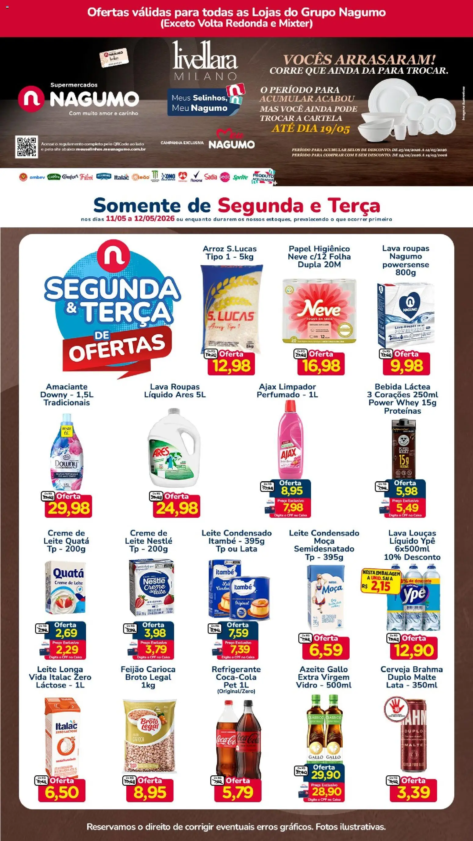 Nagumo Folheto - válido de 11.05.2026 | Página: 1 | Produtos: Cola, Leite, Roupas, Leite condensado
