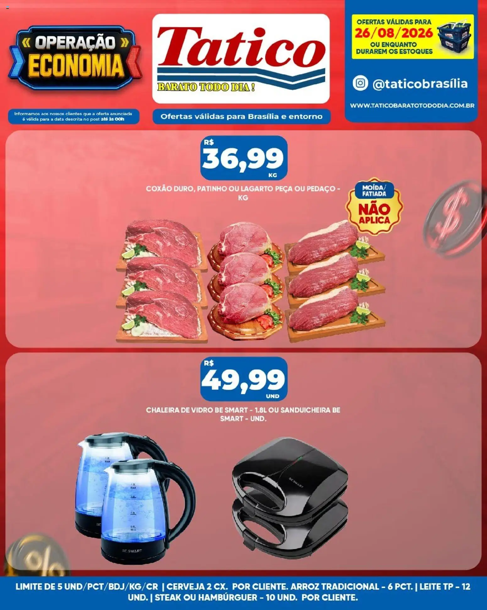 Tatico Folheto - válido de 26/08/2026 | Página: 13 | Produtos: Chaleira, Steak, Cerveja, Arroz