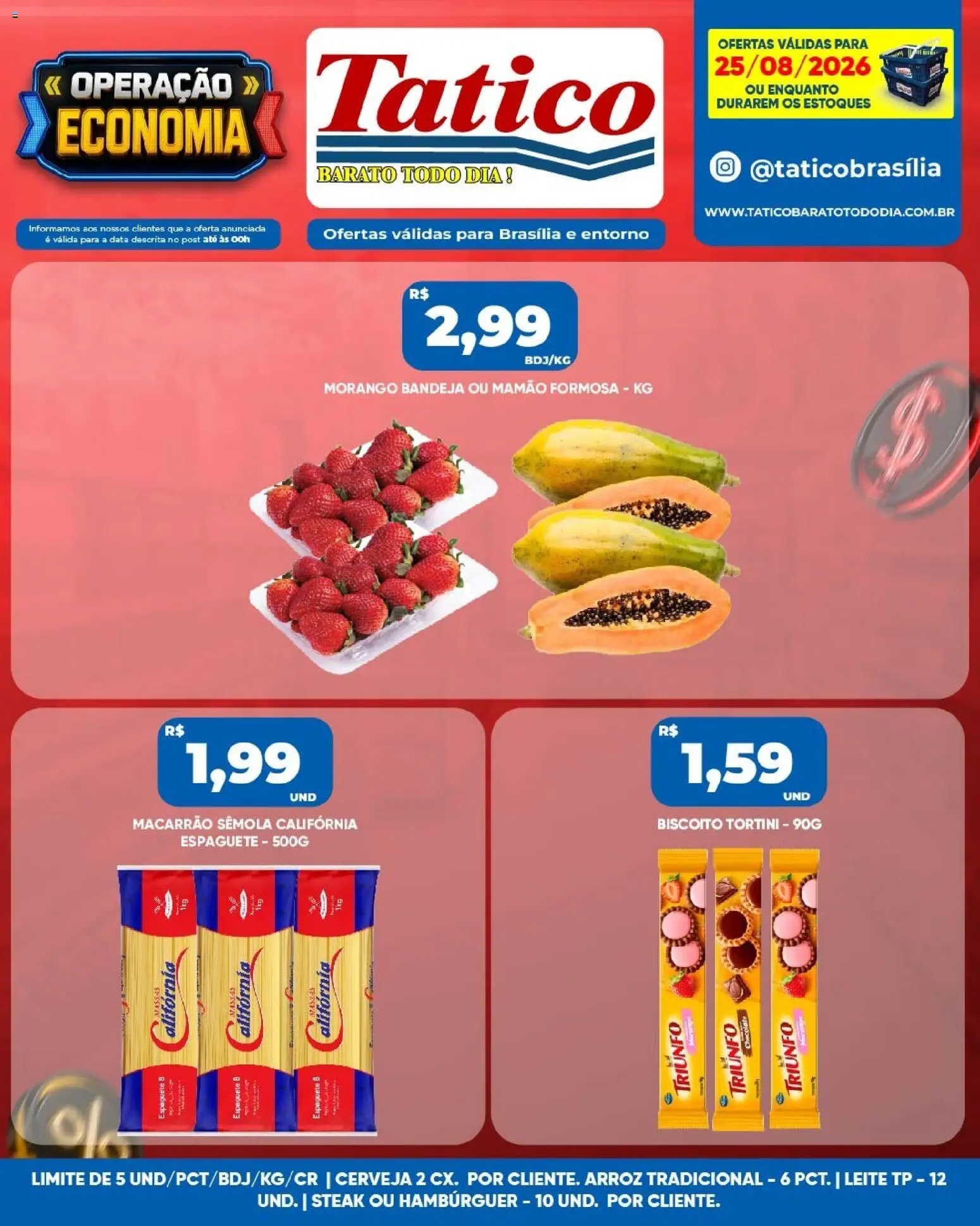 Tatico Folheto - válido de 25/08/2026 | Página: 2 | Produtos: Espaguete, Biscoito, Steak, Chocolate