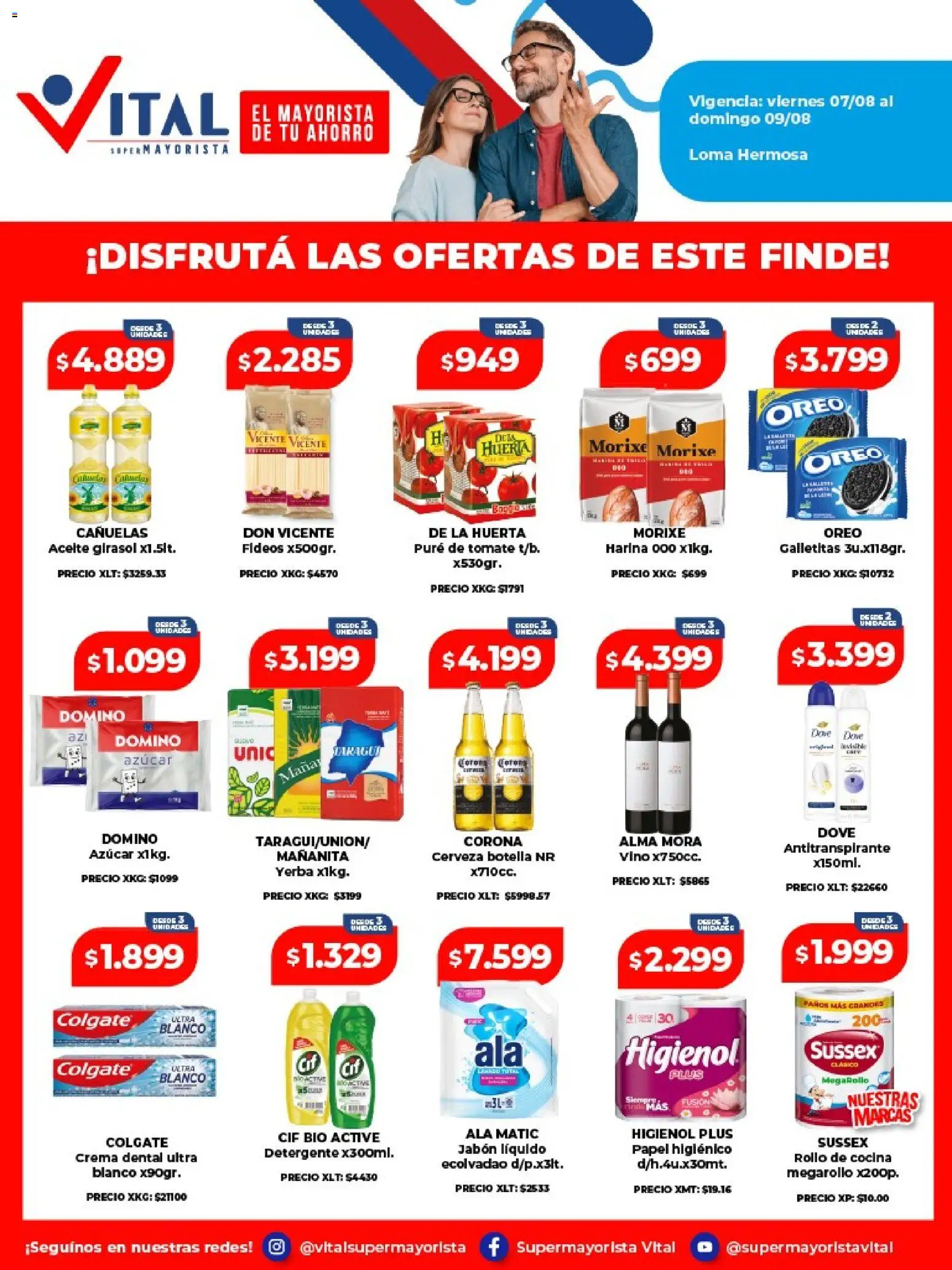 Vital - Ofertas fin Loma Hermosa │ válido desde el 07/08/2026 | Página: 1 | Productos: Galletitas, Azucar, Yerba, Pure de Tomate