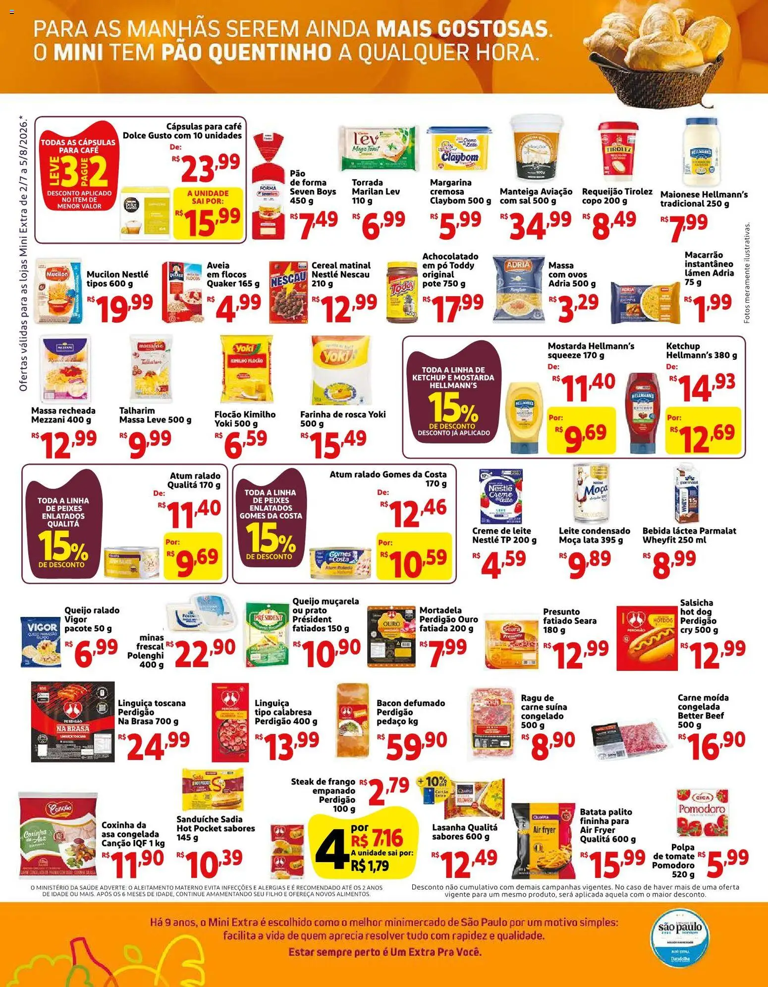 Mini Extra Folheto - válido de 02/07/2026 | Página: 2 | Produtos: Salsicha, Bebida, Carne moída, Margarina