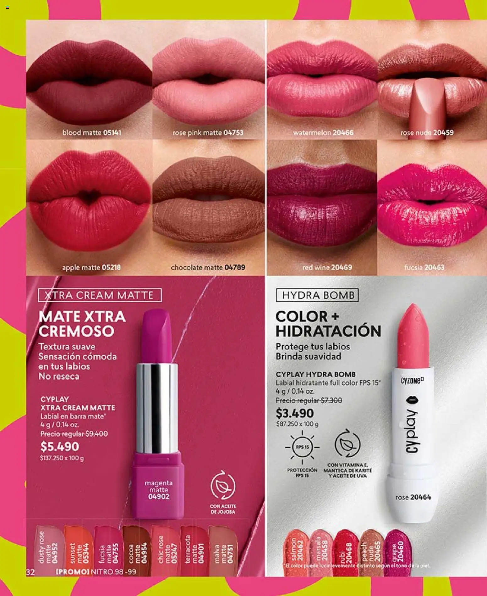 Catálogo CyZone Campaña 11 │ válido desde el 14.06.2026 | Página: 44 | Productos: Uva, Mate, Chocolate, Labial