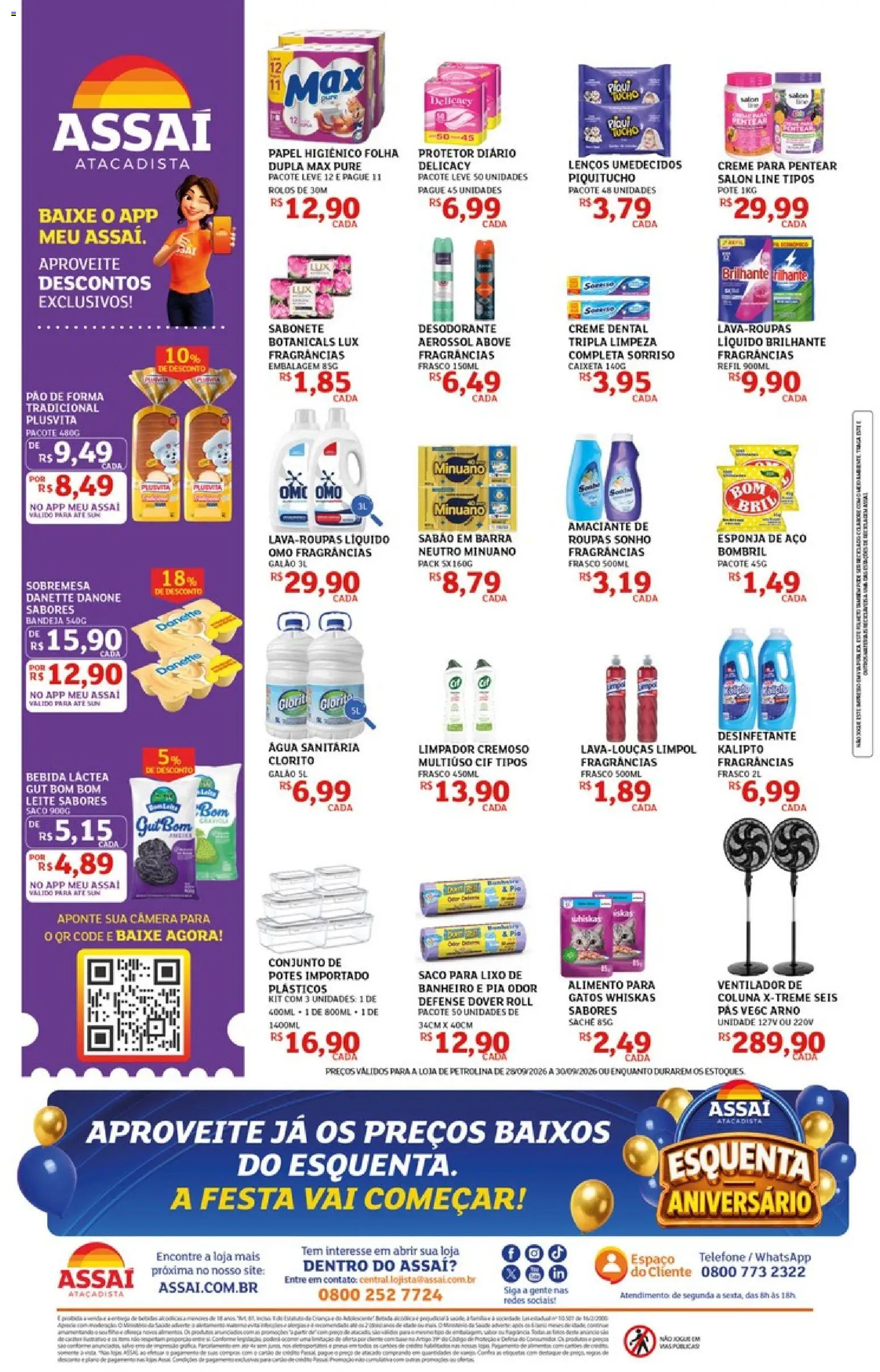 Assaí Atacadista Folheto - válido de 28/09/2026 | Página: 2 | Produtos: Saco para lixo, Ventilador, Bandeja, Água sanitária