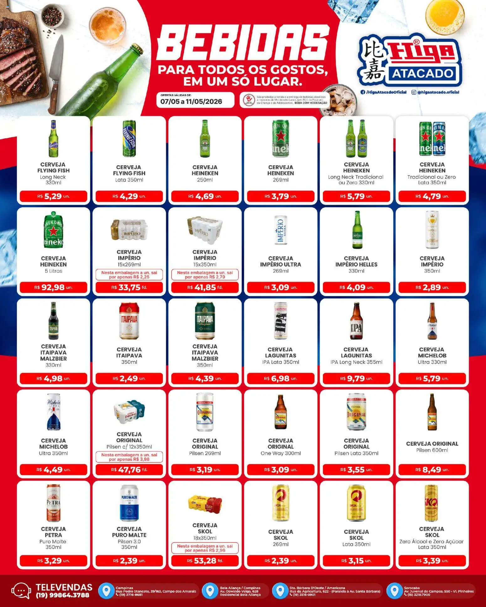 Higa Atacado Folheto - válido de 07.05.2026 | Página: 2 | Produtos: Cerveja, Cerveja Heineken, Heineken, Açúcar