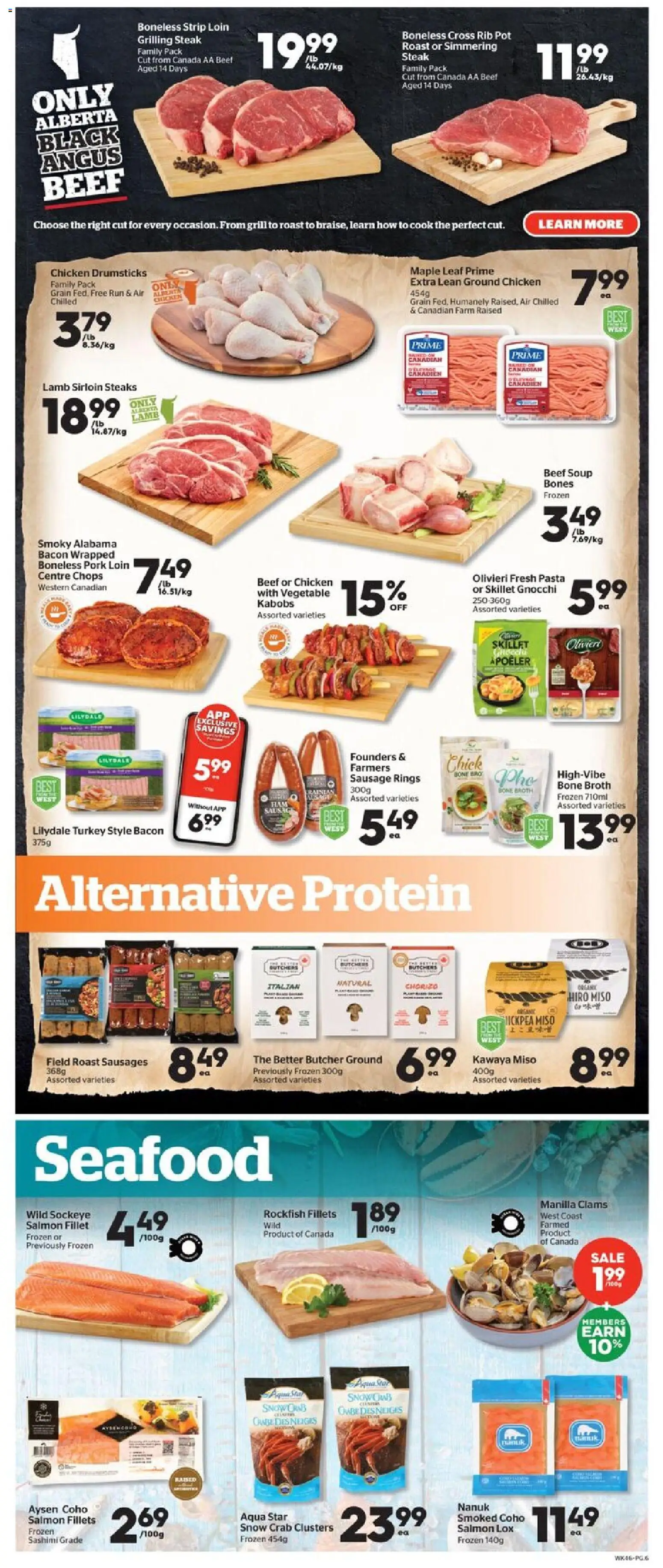 Calgary Co-op flyer valid from Sep 17, 2026 | Page: 6 | Products: Pasta, Seafood, Bacon, Roast