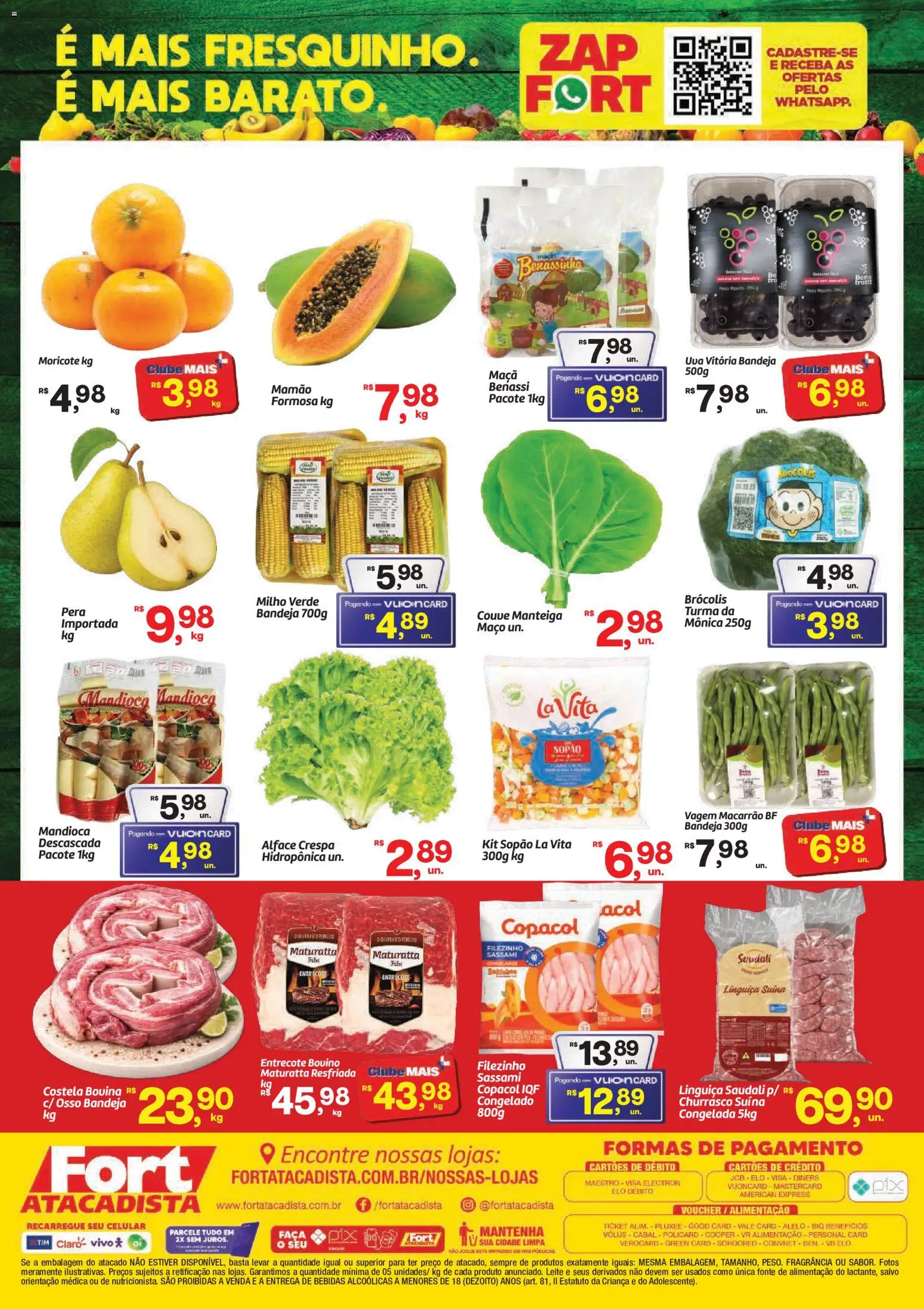 Fort Atacadista Folheto - válido de 11/08/2026 | Página: 2 | Produtos: Pera, Vagem, Linguiça, Alface