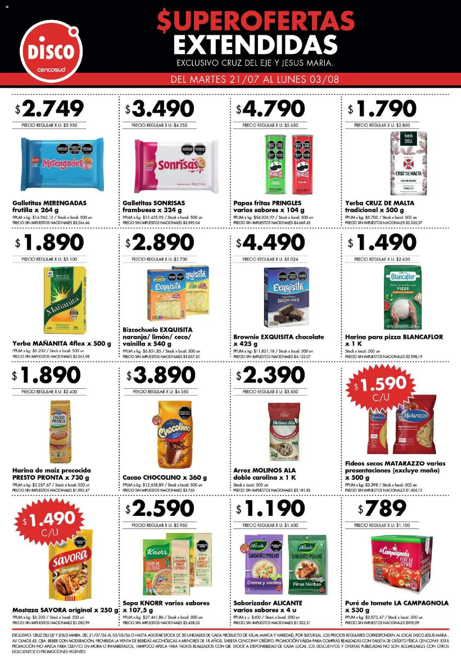Disco ofertas │ válido desde el 21/07/2026 | Página: 2 | Productos: Harina, Yerba, Chocolate, Fideos