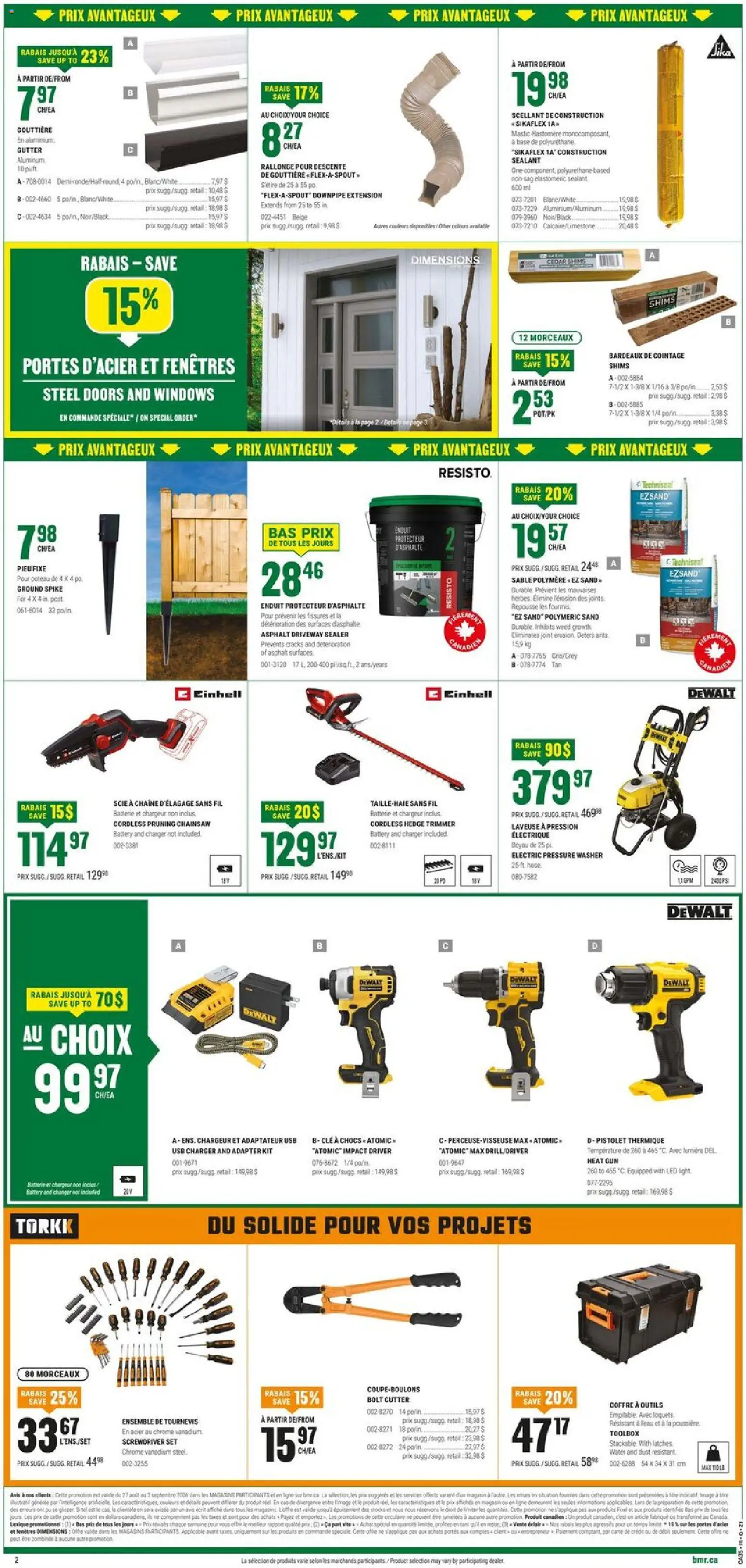 BMR flyer valid from Aug 27, 2026 | Page: 3 | Products: Adapter, Cutter, Chainsaw, Battery