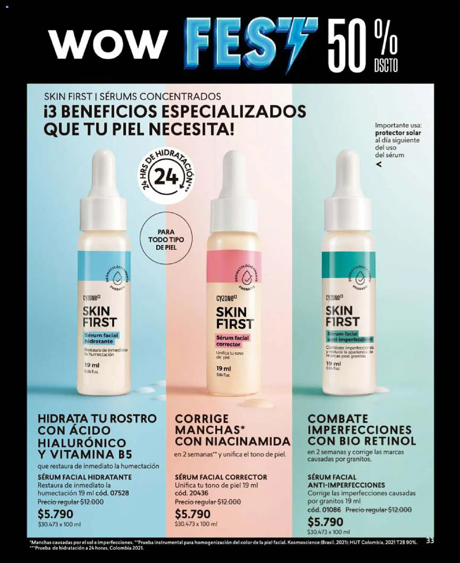 Catálogo CyZone Campaña 10 │ válido desde el 01.06.2026 | Página: 33 | Productos: Protector solar, Corrector, Serum