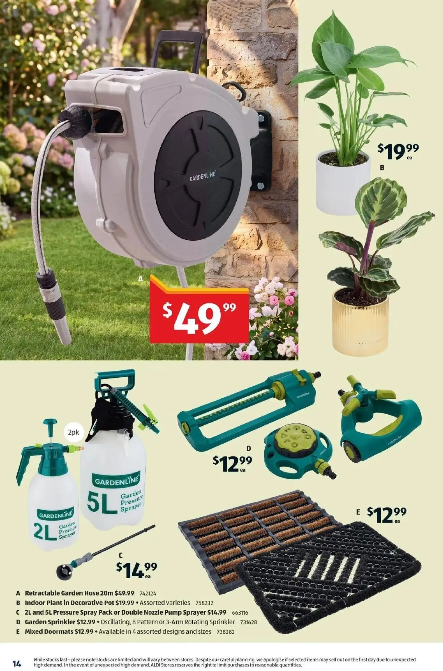 Aldi catalogue - valid from 07/10/2026 | Page: 14 | Products: Doormat, Garden hose, Pot, Plant