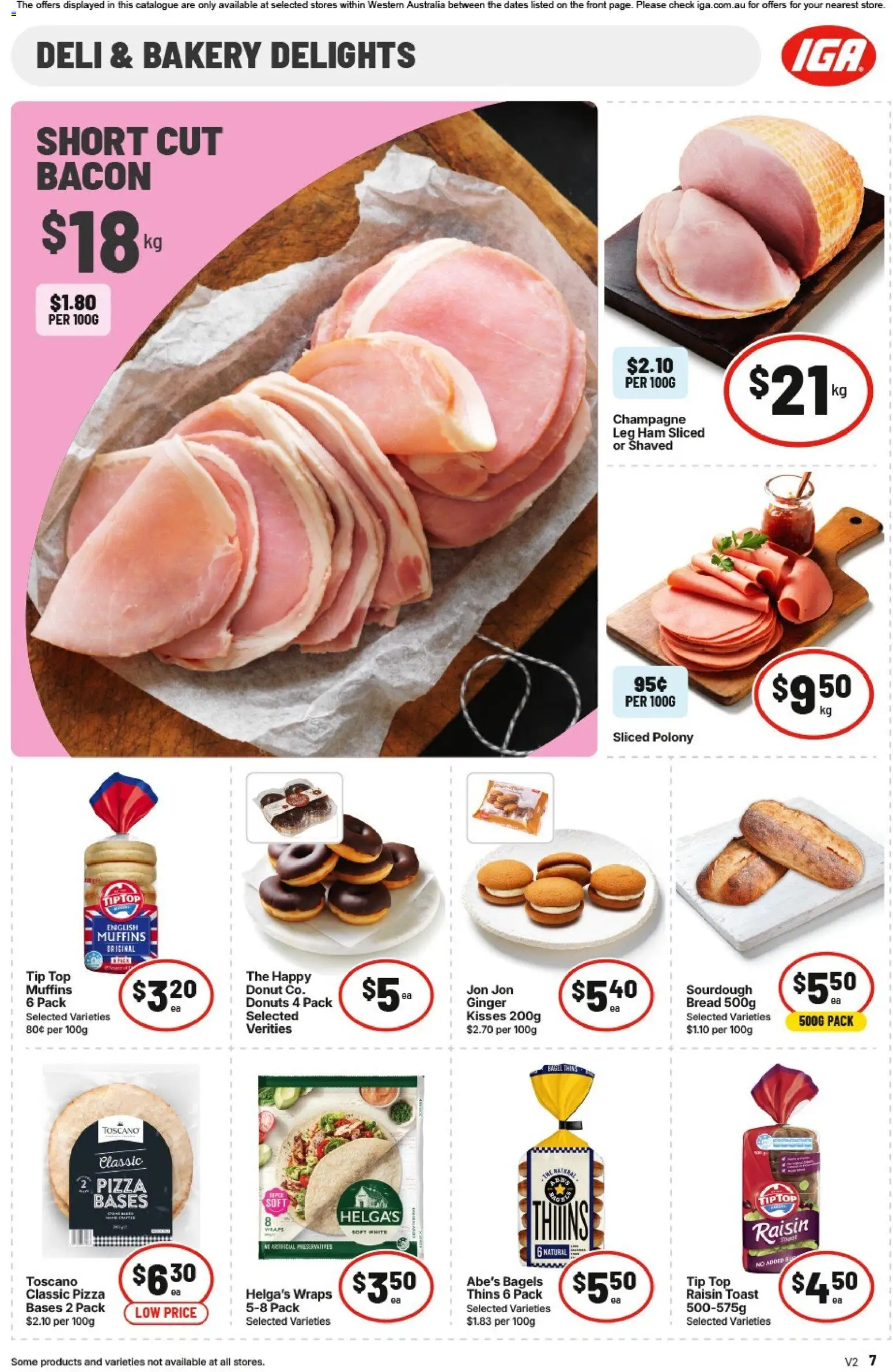 IGA catalogue - valid from 15.04.2026 | Page: 7 | Products: Bacon, Donuts, Ham, Bakery