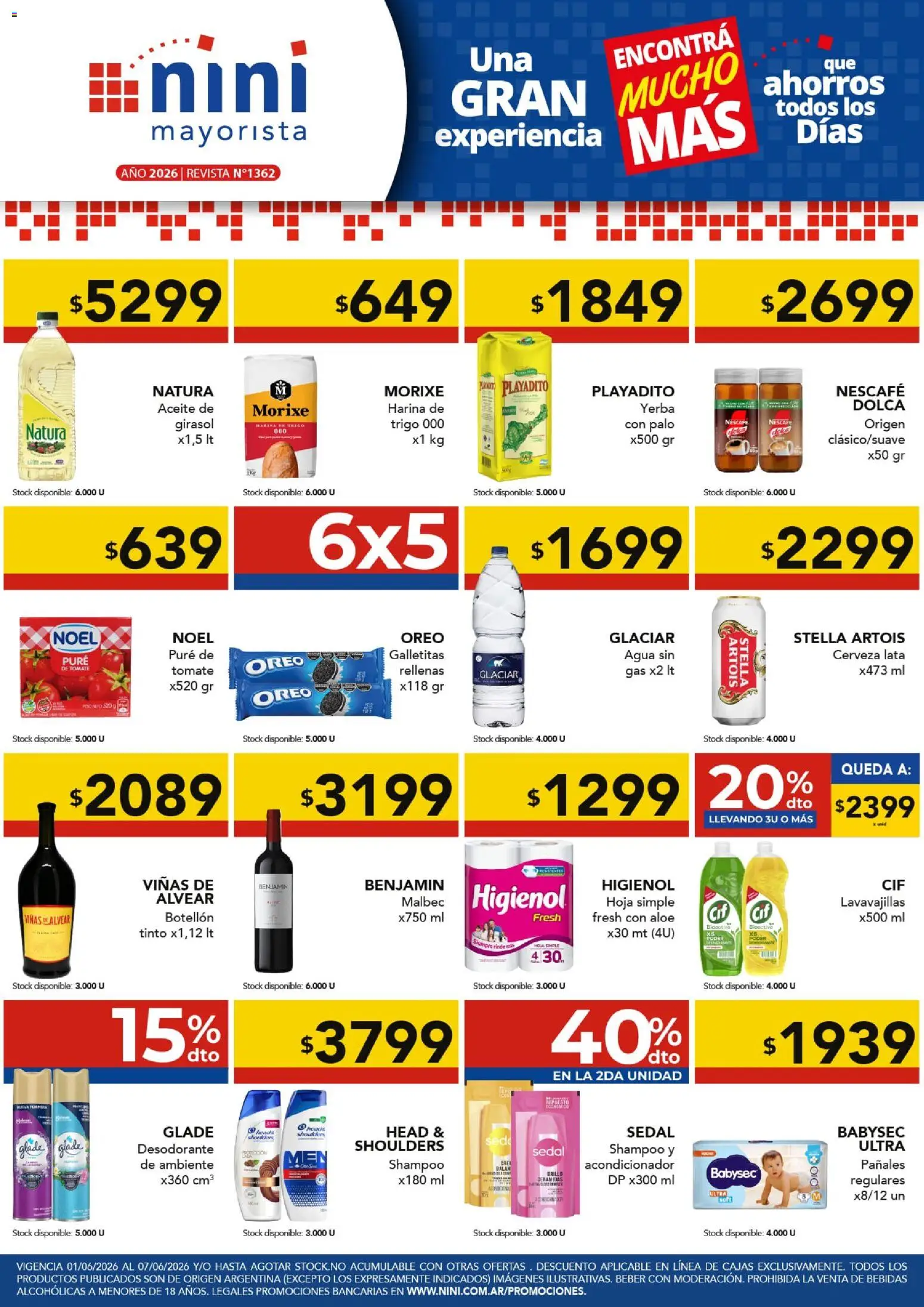 NINI Mayorista ofertas │ válido desde el 01.06.2026 | Página: 1 | Productos: Lavavajillas, Aceite, Shampoo, Pañales