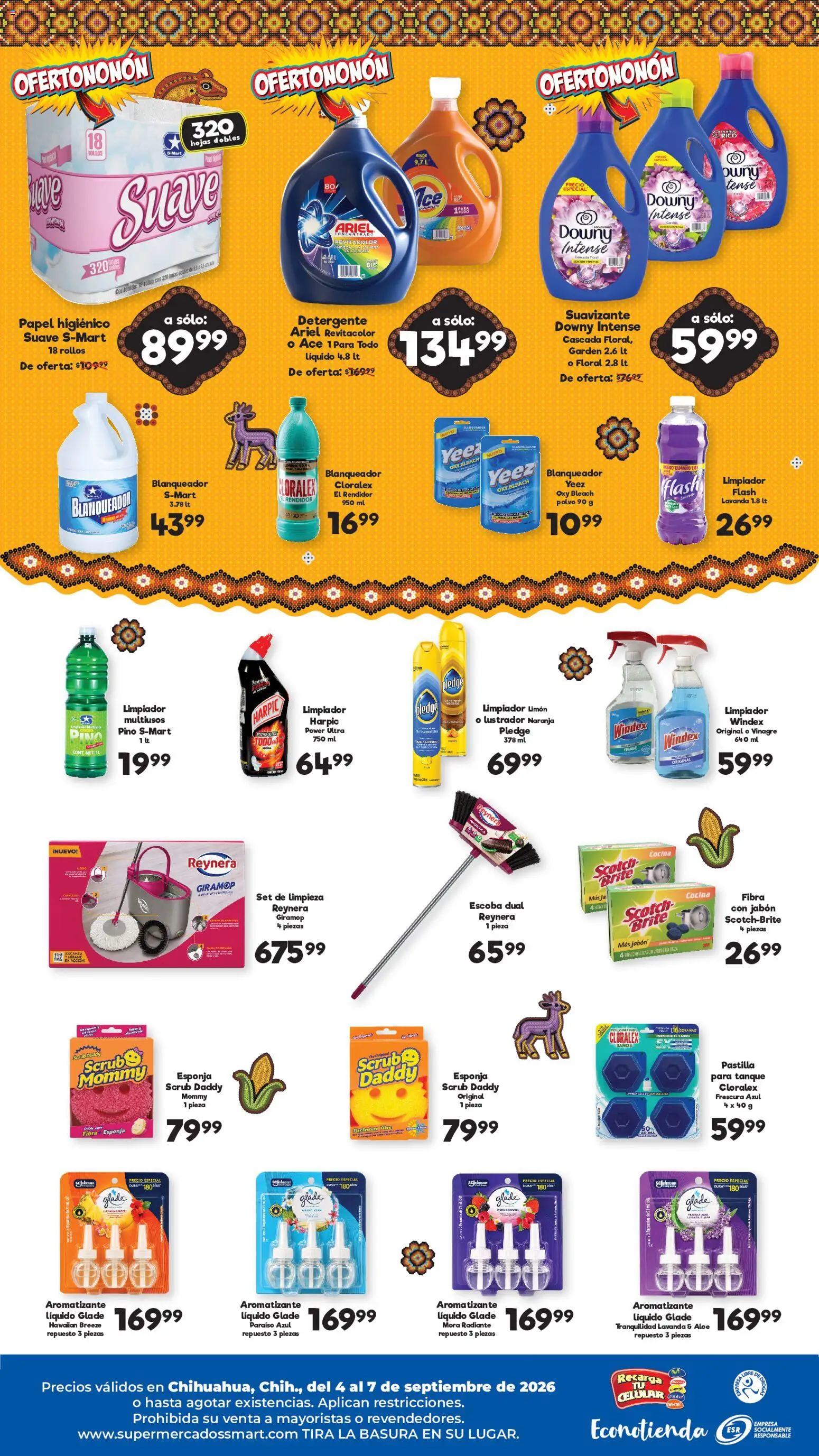 Nuevas ofertas de S-Mart válidas en toda la República Mexicana desde el 04/09/2026. ¡Encuentra las mejores ofertas en S-Mart folleto Ofertas de feria Chihuahua! | Página: 2 | Productos: Detergente, Papel higiénico, Lustrador, Jabón