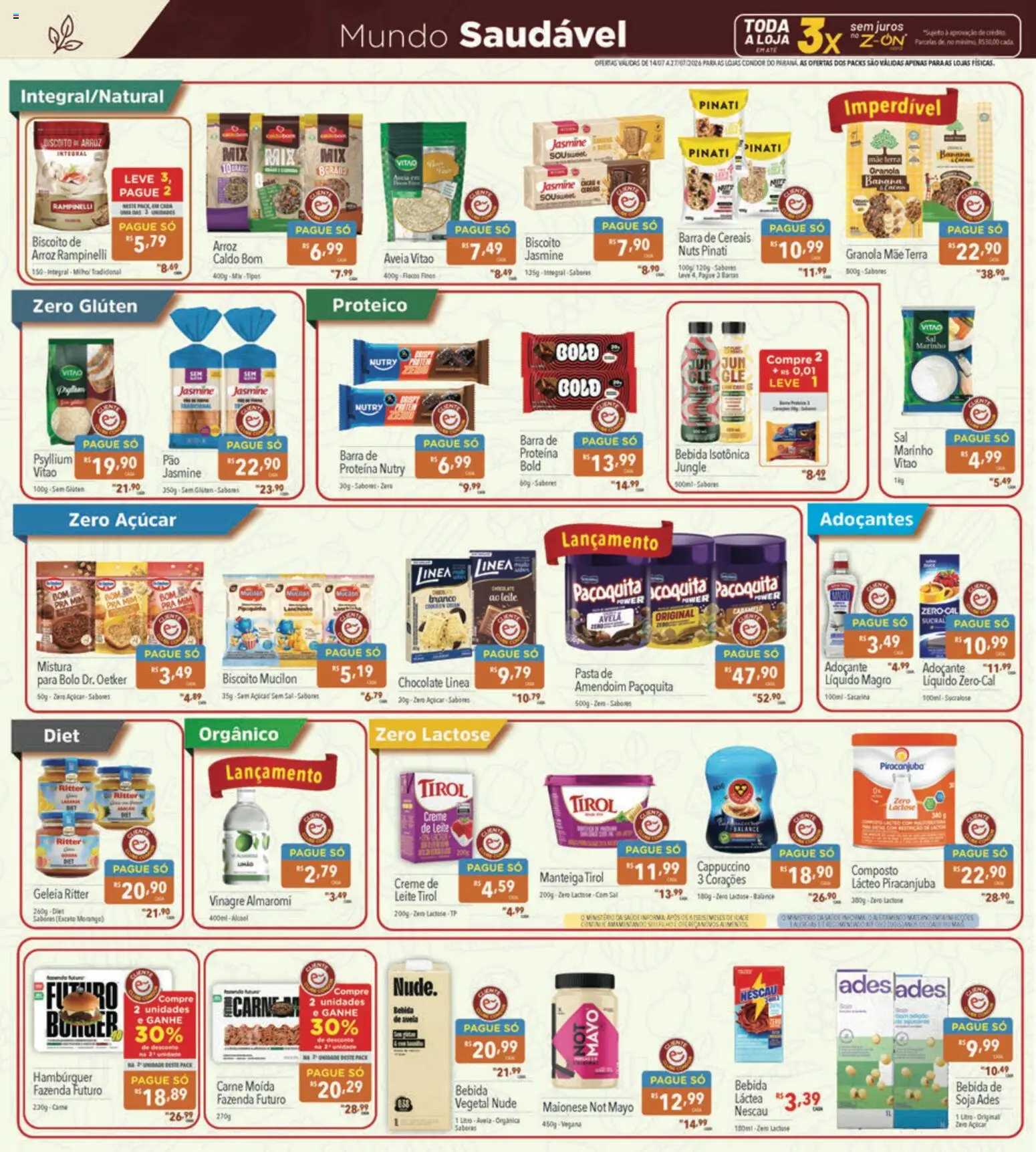 Supermercados Condor Folheto - válido de 14/07/2026 | Página: 10 | Produtos: Arroz, Bolo, Açúcar, Mucilon