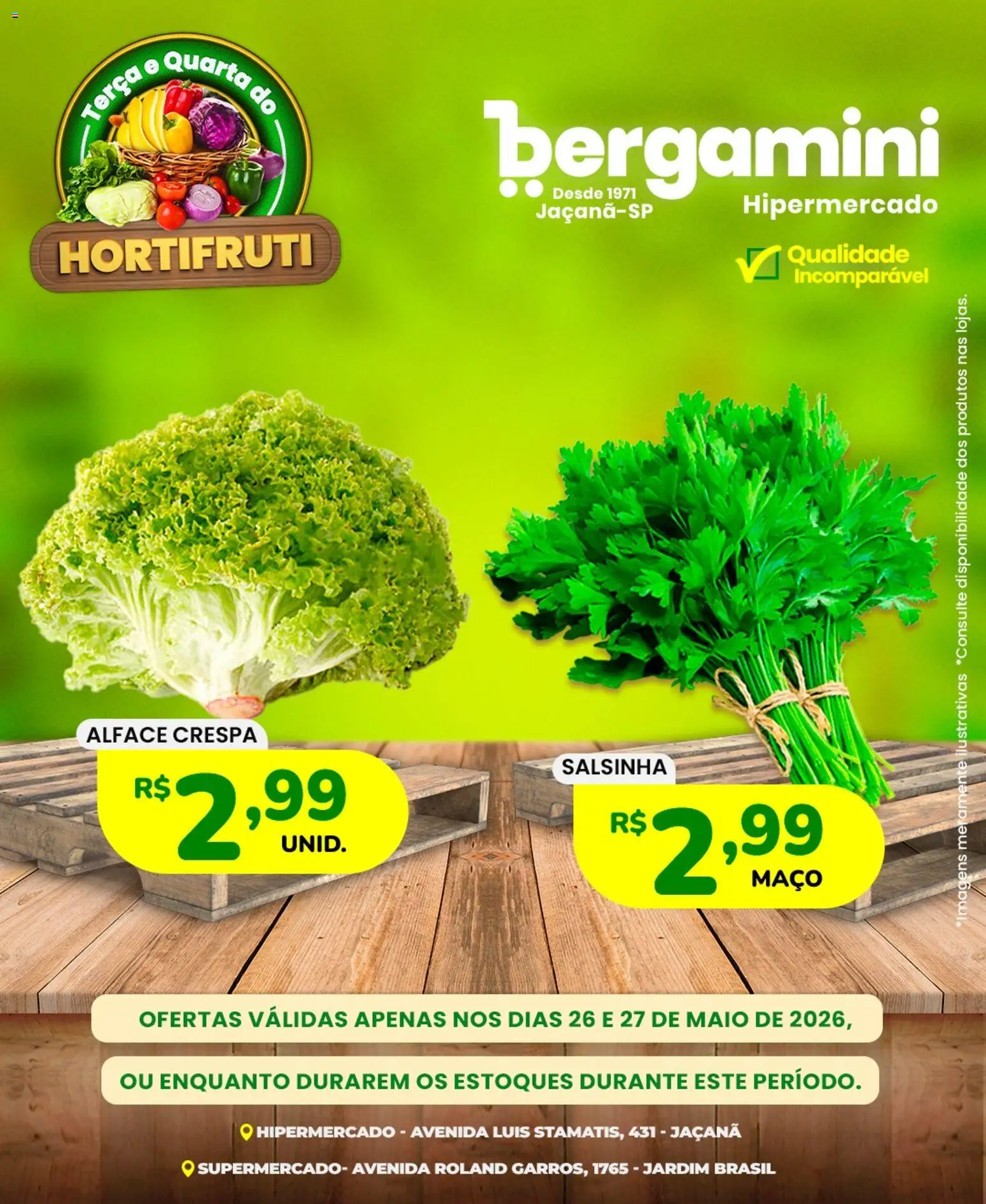 Supermercado Bergamini Folheto - válido de 26.05.2026 | Página: 8 | Produtos: Maiô, Alface
