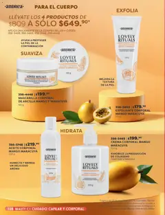 Vista previa de Andrea catálogo Beauty, nuevo folleto de la tienda, válido en México a partir del 25.01.2026 | Página: 108 | Productos: Exfoliante corporal, Mango, Mascarilla, Crema corporal