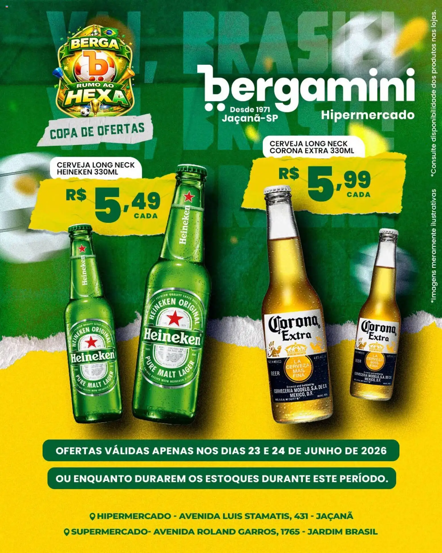 Supermercado Bergamini Folheto - válido de 23/06/2026 | Página: 9 | Produtos: Cerveja, Copa, Heineken