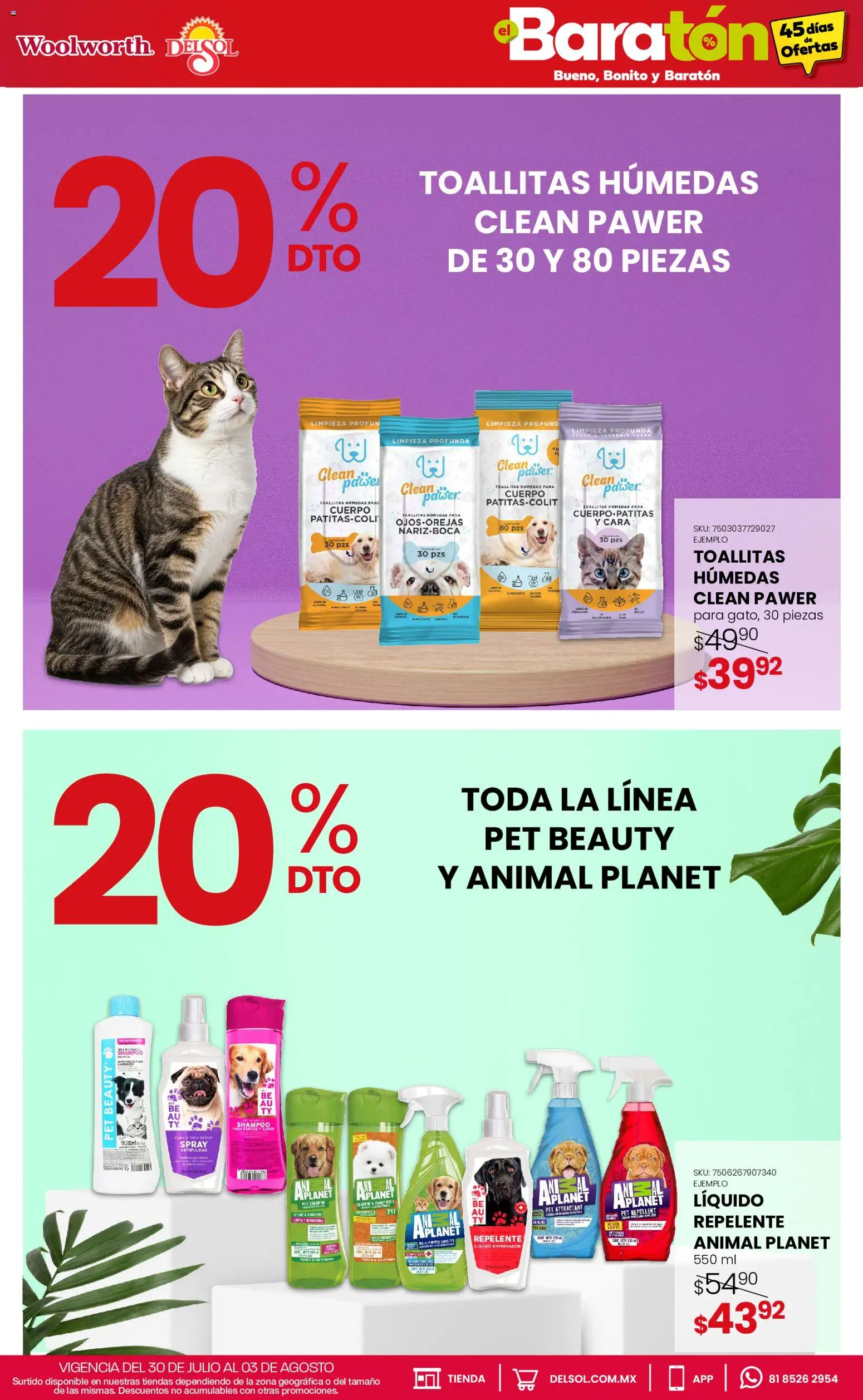 Nuevas ofertas de Del Sol y Woolworth válidas en toda la República Mexicana desde el 30/07/2026. ¡Encuentra las mejores ofertas en Del Sol y Woolworth catálogo Bueno, Bonito y Baratón! | Página: 22 | Productos: Toallitas húmedas, Repelente