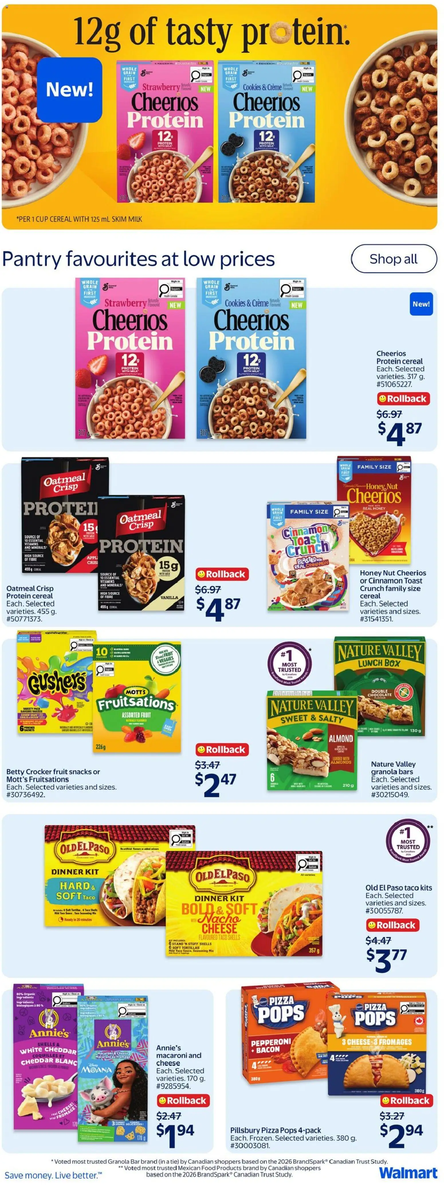 Walmart flyer valid from Aug 20, 2026 | Page: 15 | Products: Toast, Vanilla, Protein, Ingredients