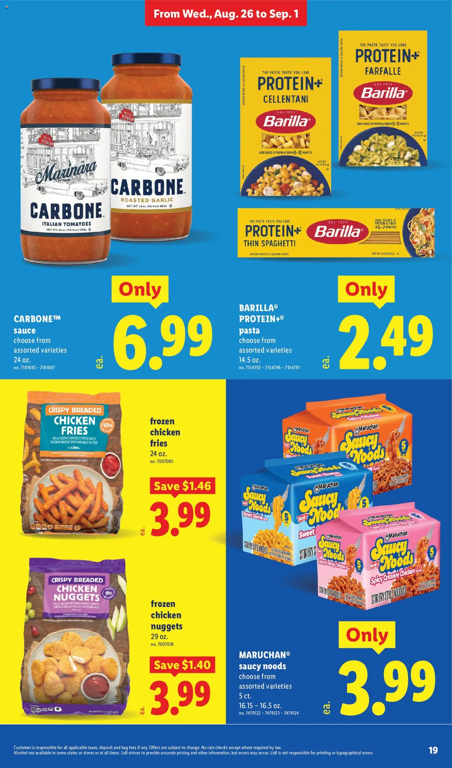 Lidl Weekly Ad - valid from 08/26/2026 | Page: 19 | Products: Noodles, Alcohol, Pasta, Spaghetti