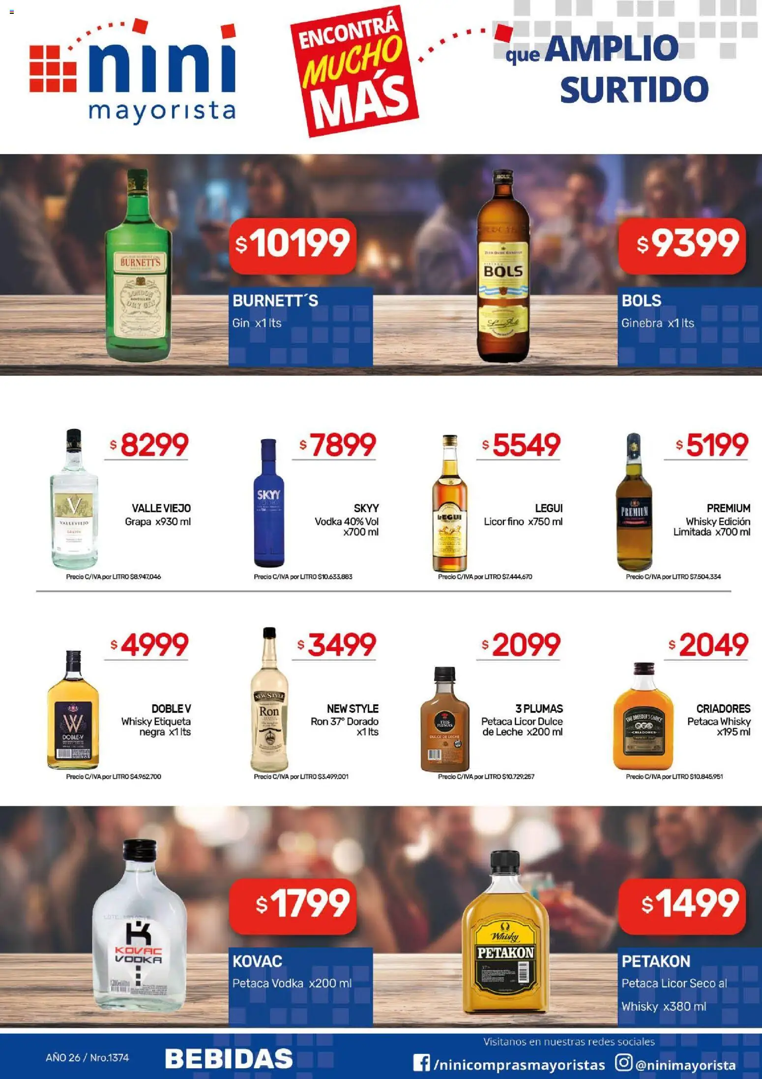 NINI Mayorista ofertas │ válido desde el 24/08/2026 | Página: 19 | Productos: Whisky, Dulce de leche, Gin, Leche