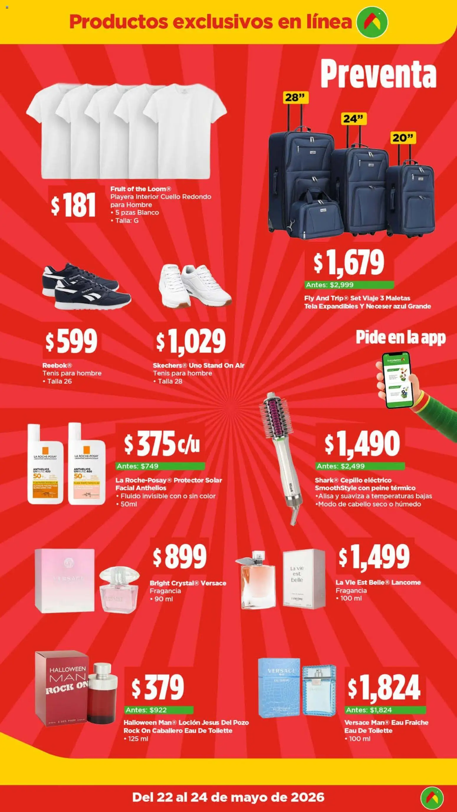 Nuevas ofertas de Bodega Aurrerá válidas en toda la República Mexicana desde el 22.05.2026. ¡Encuentra las mejores ofertas en Bodega Aurrerá folleto El precio más bajo de México! | Página: 14 | Productos: Tenis, Cepillo, Playera, Eau de toilette