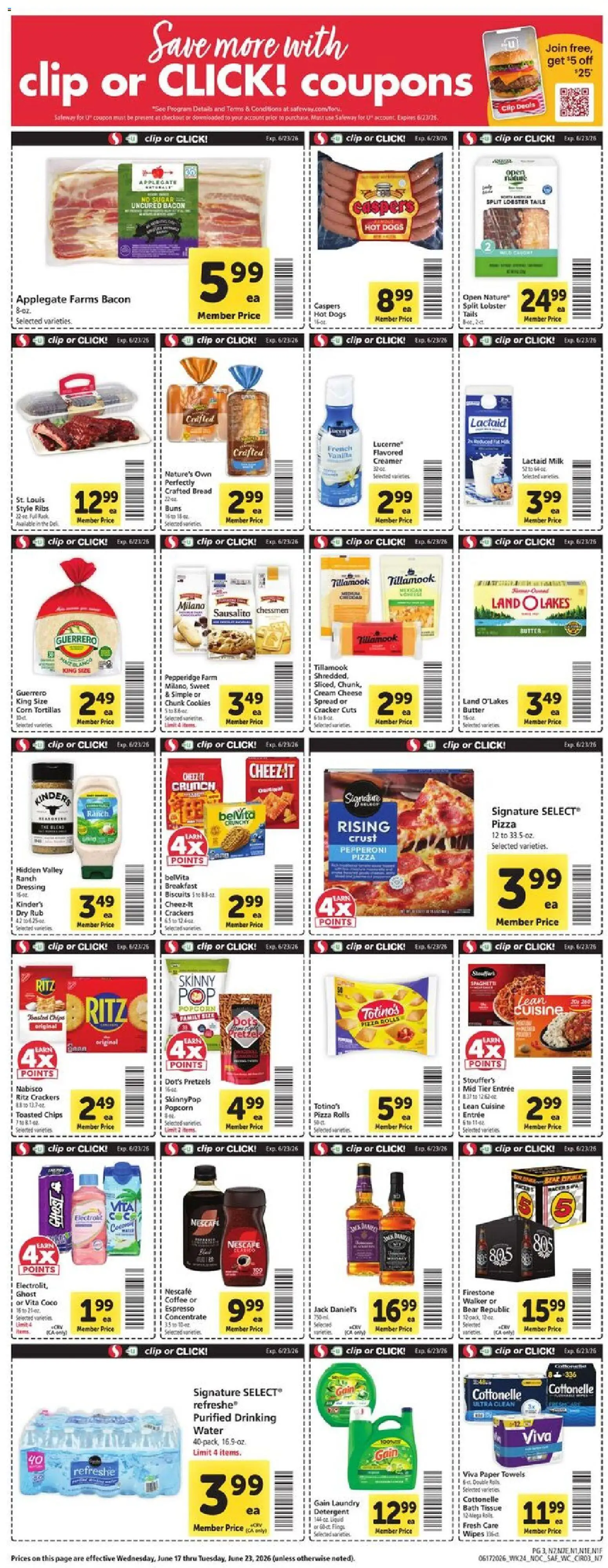 Safeway Weekly Ad - valid from 17.06.2026 | Page: 3 | Products: Corn, Clip, Cookies, Sugar