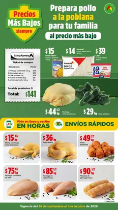 Vista previa de Bodega Aurrerá folleto Prepara pollo a la poblana para tu familia, nuevo folleto de la tienda, válido en México a partir del 25/09/2026