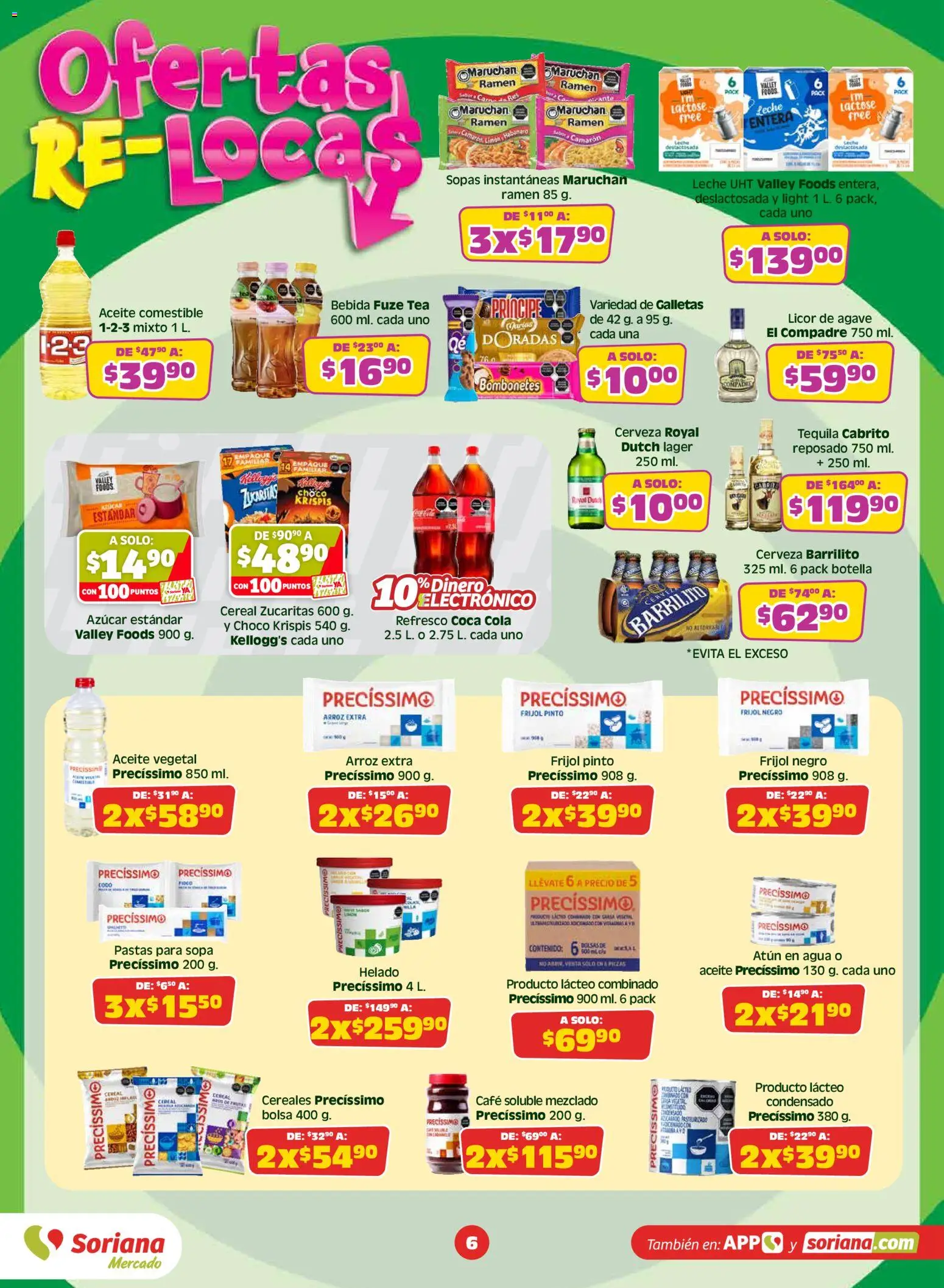 Nuevas ofertas de Soriana válidas en toda la República Mexicana desde el 29.05.2026. ¡Encuentra las mejores ofertas en Soriana Julio Regalado Mercado Nacional! | Página: 6 | Productos: Agua, Aceite, Arroz, Cereales