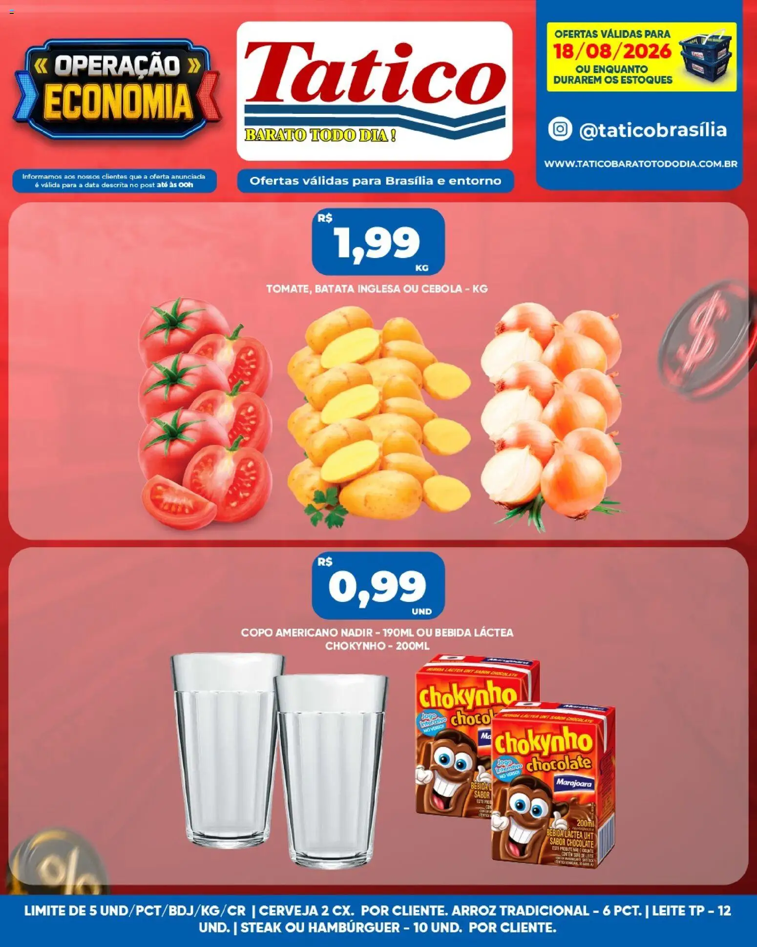 Tatico Folheto - válido de 19/08/2026 | Página: 20 | Produtos: Cebola, Steak, Cerveja, Hambúrguer