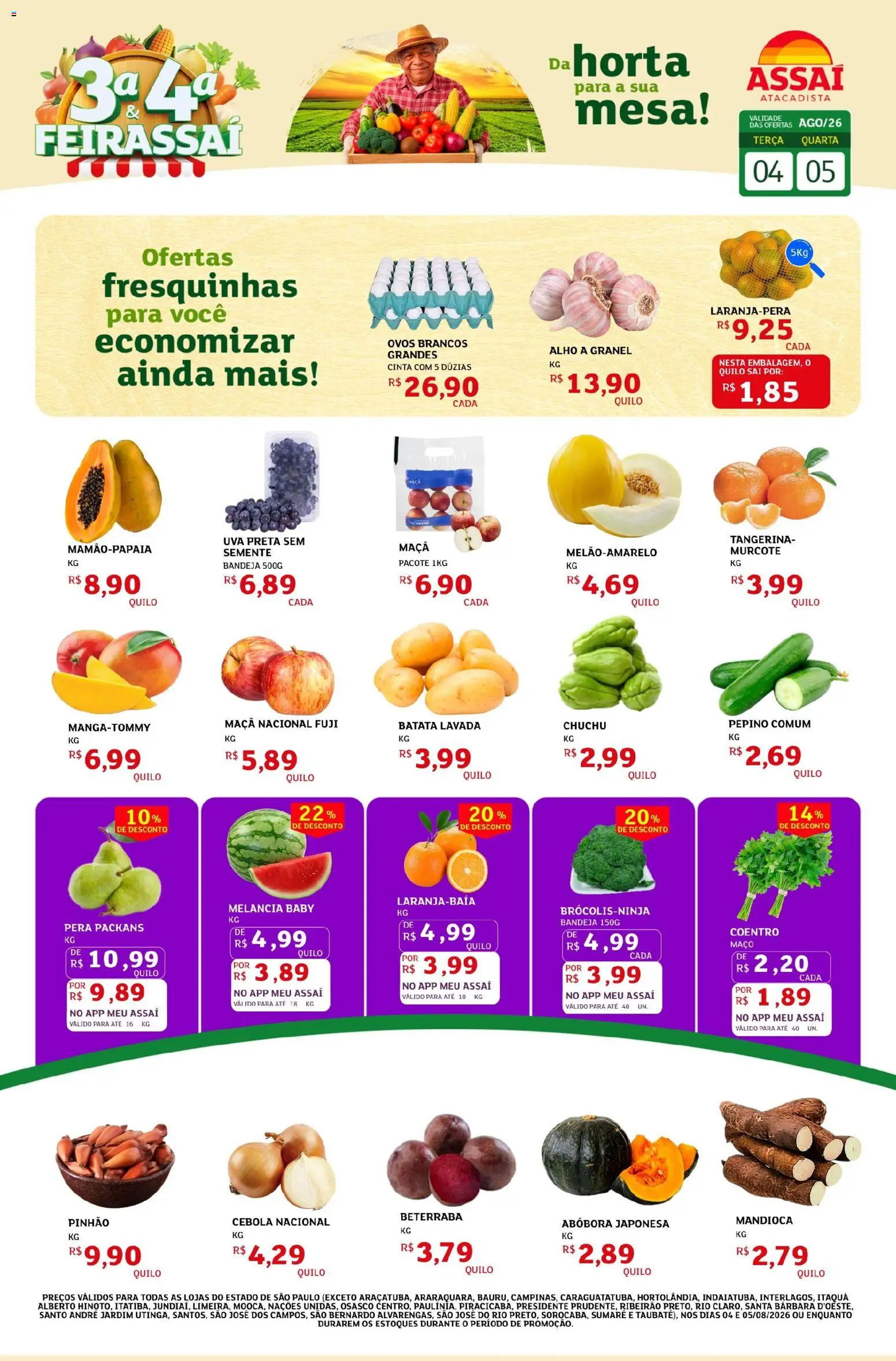 Assaí Atacadista Folheto - válido de 04/08/2026 | Página: 1 | Produtos: Abóbora, Mandioca, Mesa, Batata