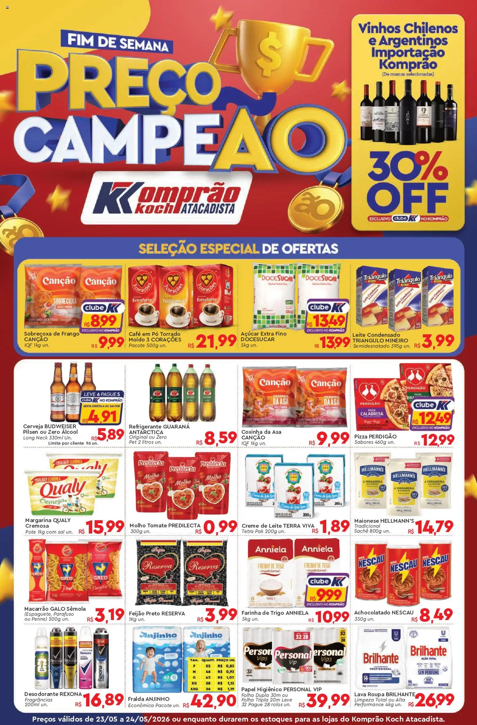 Komprao Atacadista Folheto - válido de 23.05.2026 | Página: 1 | Produtos: Café, Pizza, Carne, Creme de leite