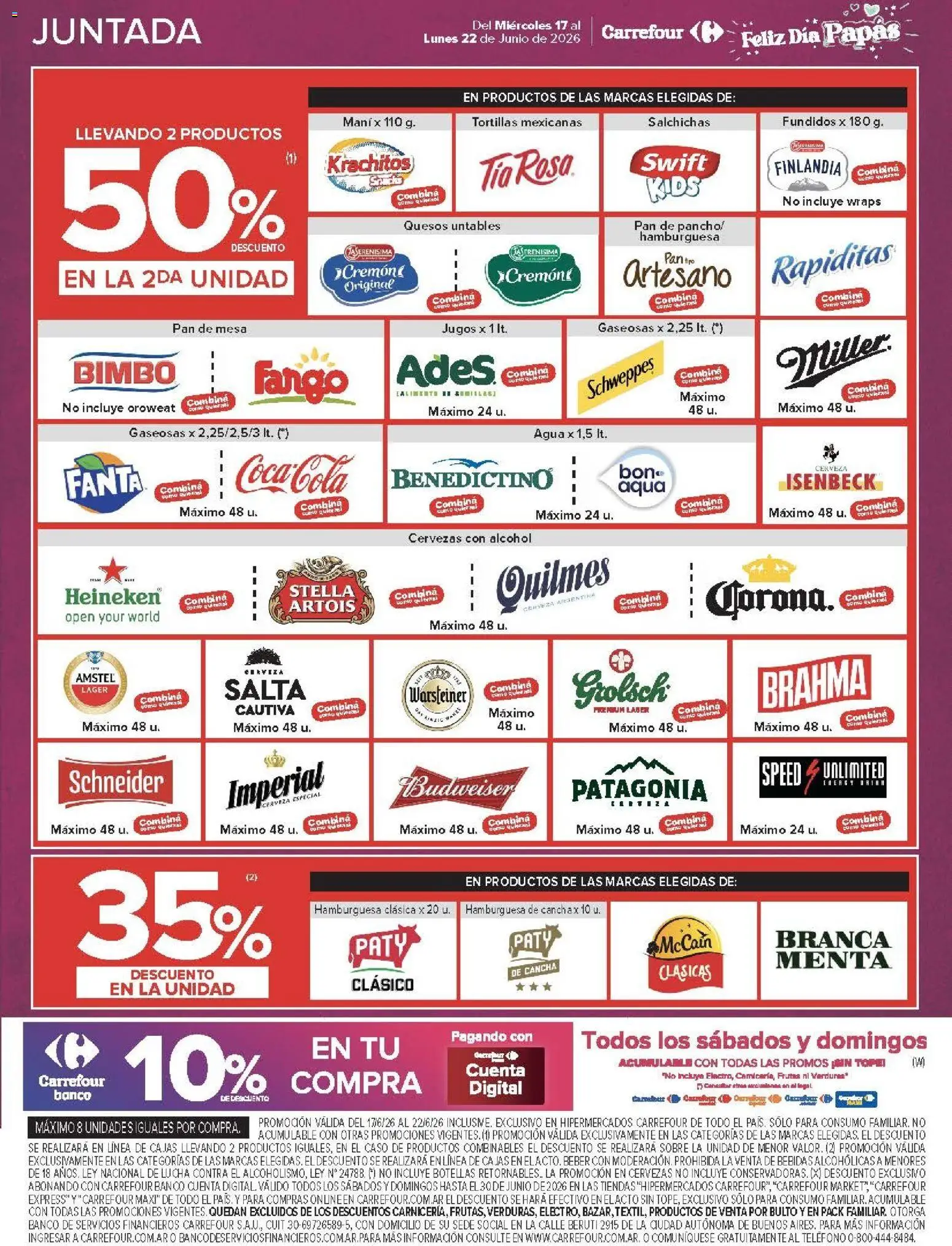Carrefour ofertas │ válido desde el 17.06.2026 | Página: 5 | Productos: Teléfono, Mani, Agua, Pan