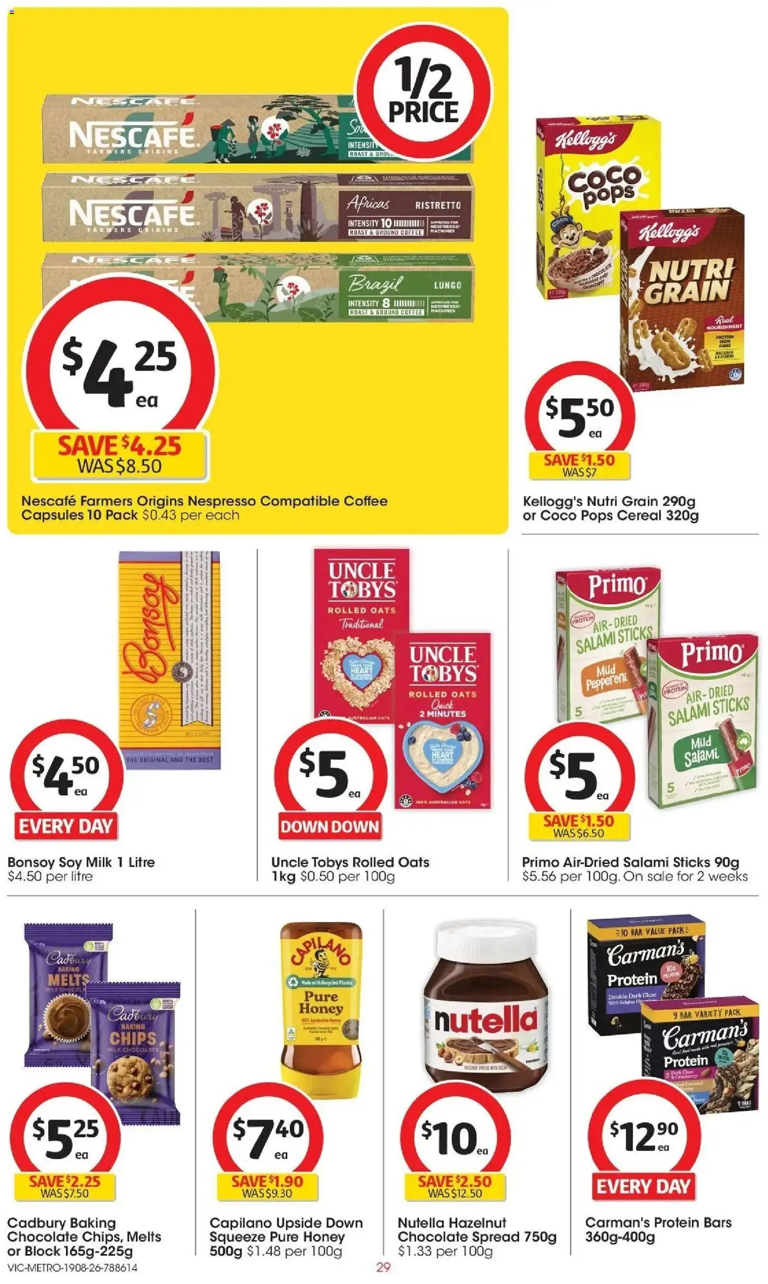 Coles catalogue - valid from 19/08/2026 | Page: 29 | Products: Protein, Oats, Chips, Spread