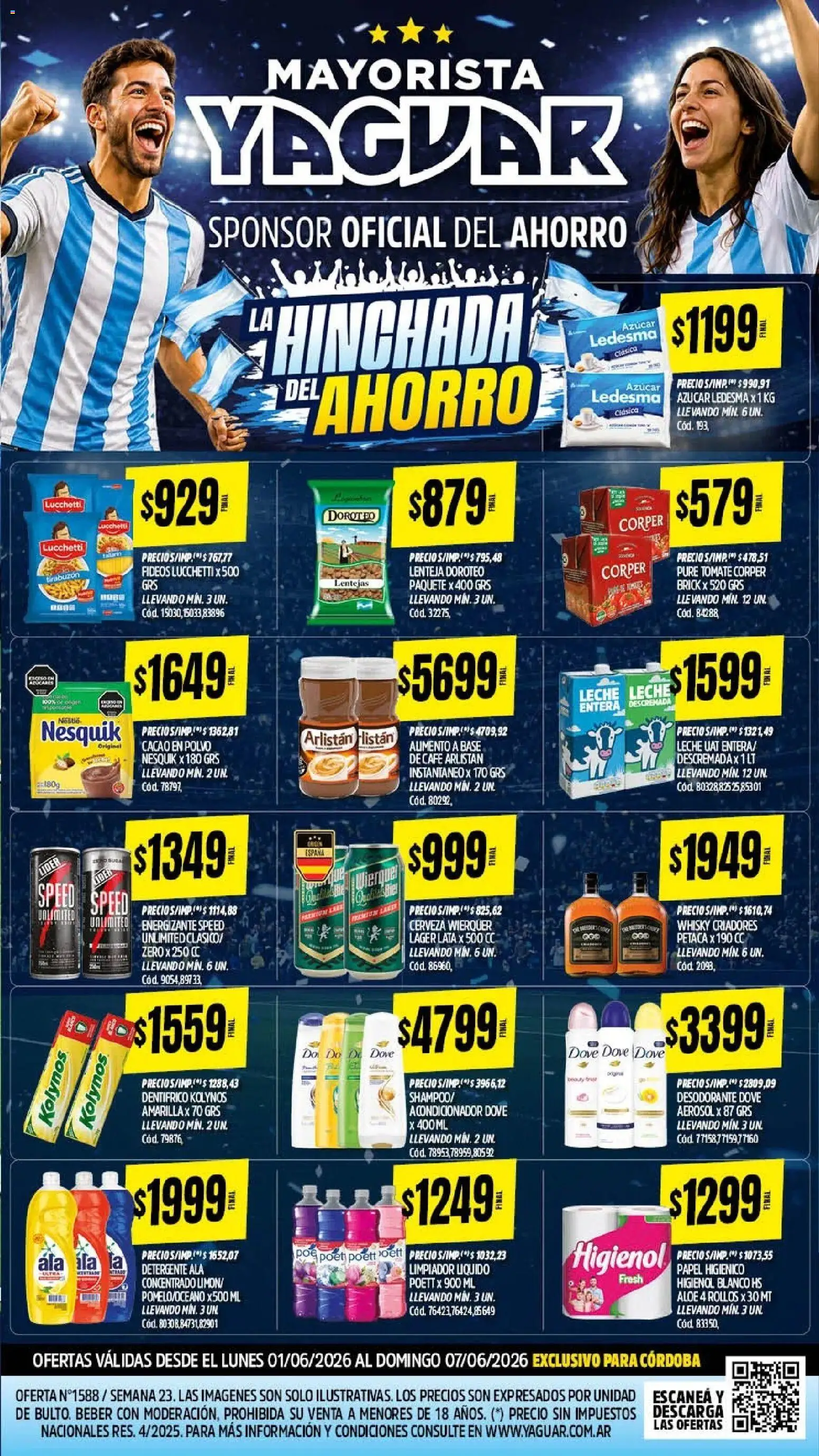 Yaguar - Oferta Semanal Córdoba │ válido desde el 01.06.2026 | Página: 2 | Productos: Whisky, Detergente, Cerveza, Fideos
