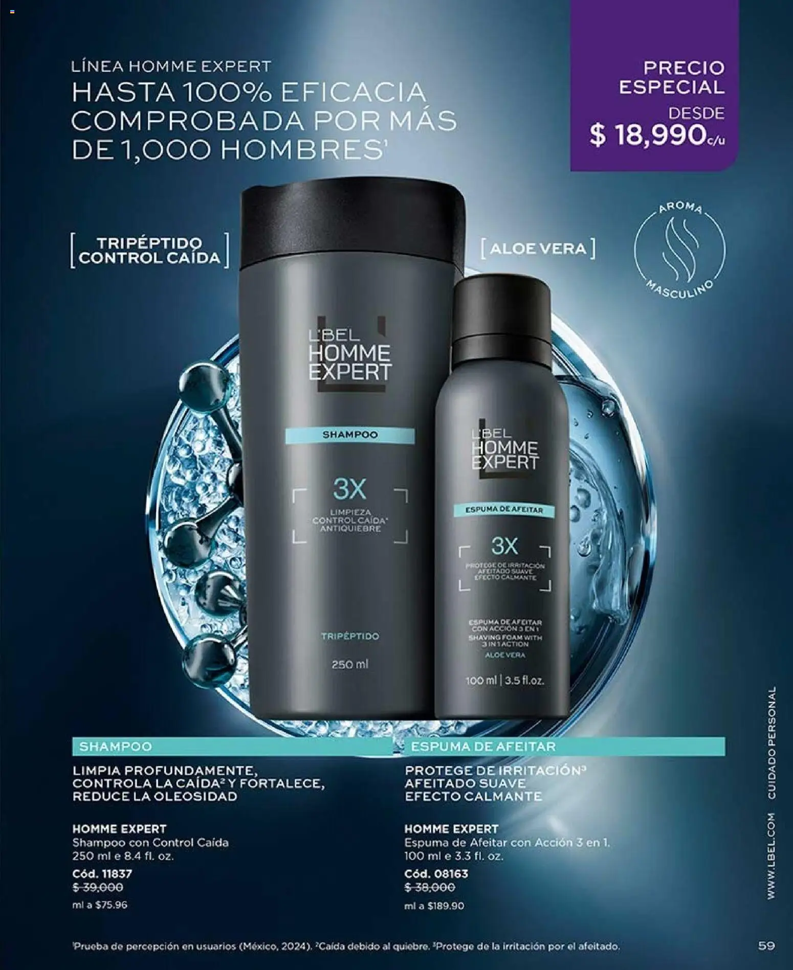 L'Bel revista - valida desde el 07/08/2026 | Página: 59 | Productos: Espuma, Shampoo, Espuma de afeitar, Loción tonificante