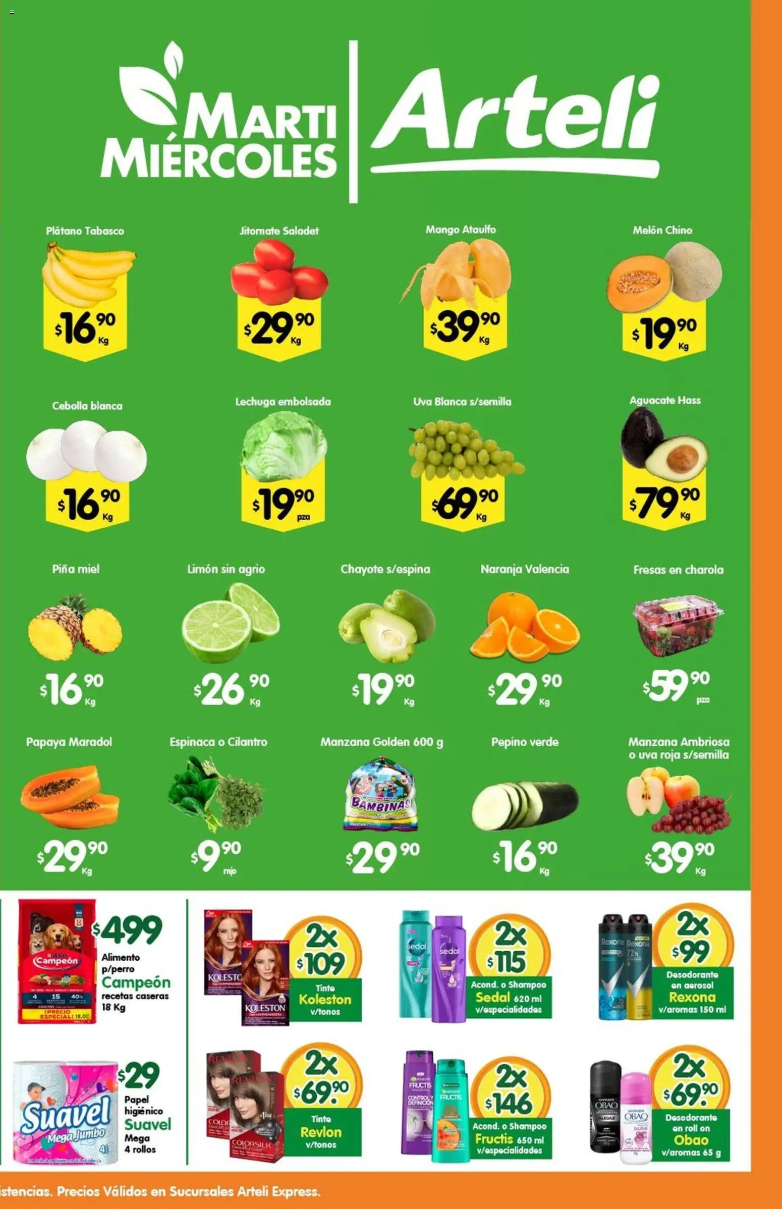 Nuevas ofertas de Arteli válidas en toda la República Mexicana desde el 03.06.2026. ¡Encuentra las mejores ofertas en Arteli folleto Express! | Página: 2 | Productos: Limón, Lechuga, Aguacate, Espinaca