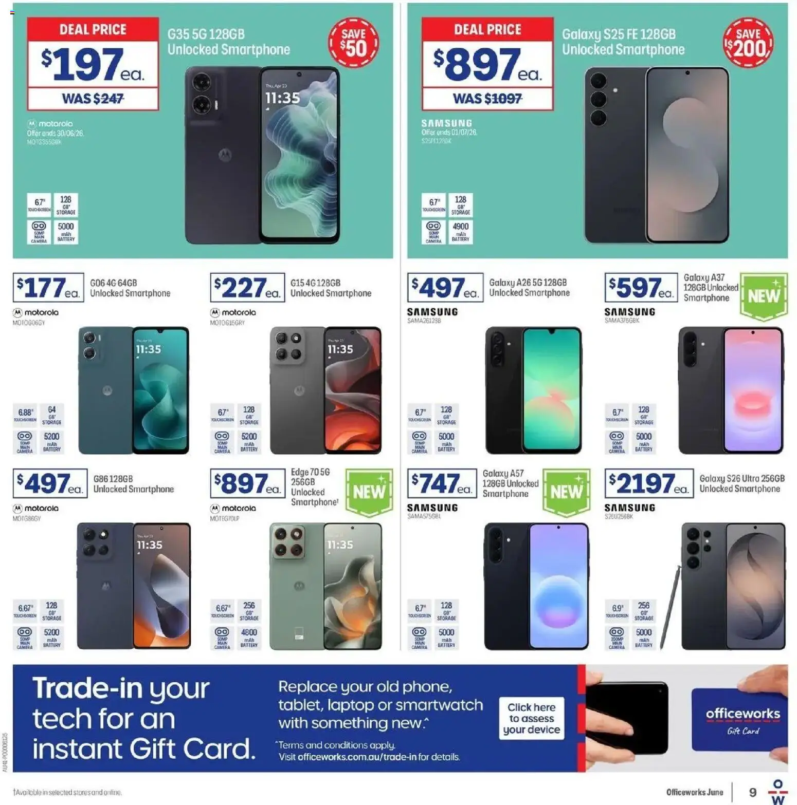 Officeworks catalogue - valid from 27.05.2026 | Page: 9 | Products: Battery, Smartphone, Laptop, Smartwatch